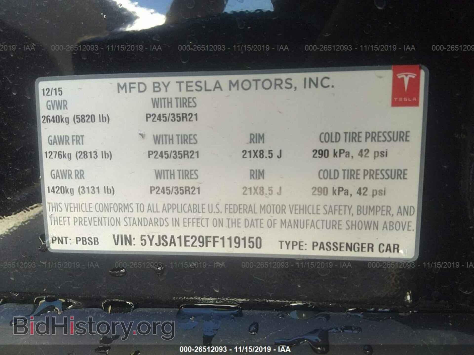 2015 TESLA MODEL S - VIN: 5YJSA1E29FF119150 - Photo 9