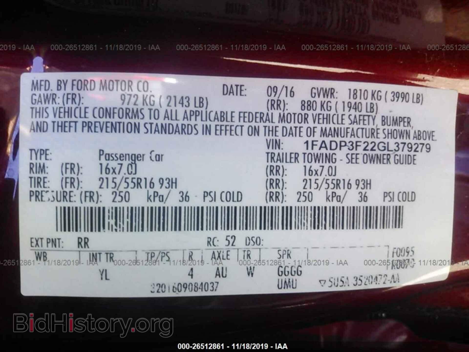 2016 FORD FOCUS - VIN: 1FADP3F22GL379279 - Фото 9