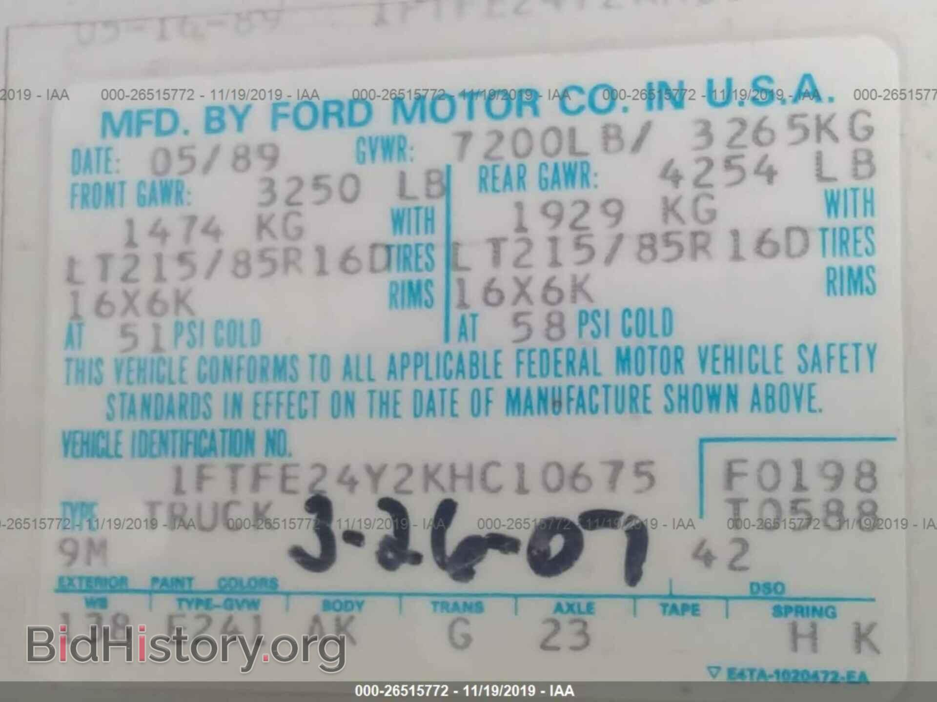 1989 FORD ECONOLINE - VIN: 1FTFE24Y2KHC10675 - Photo 9
