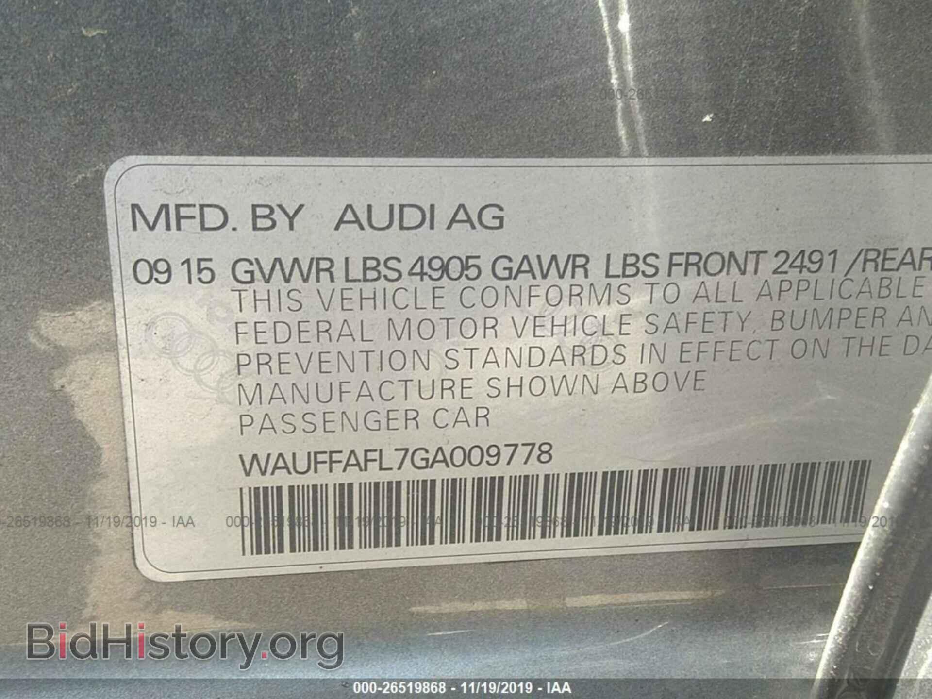 2016 AUDI A4 - VIN: WAUFFAFL7GA009778 - Фото 9