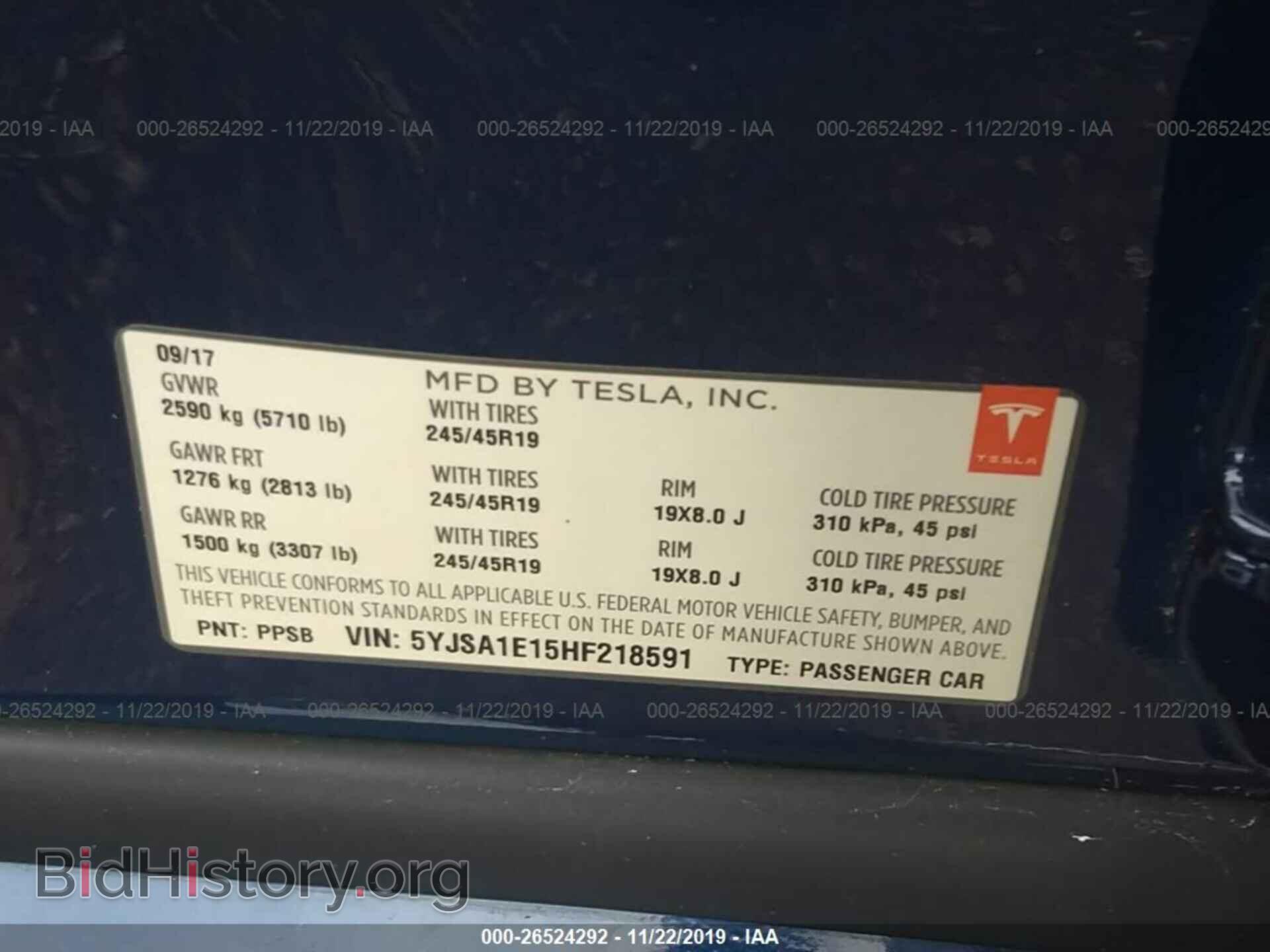 2017 TESLA MODEL S - VIN: 5YJSA1E15HF218591 - Photo 9