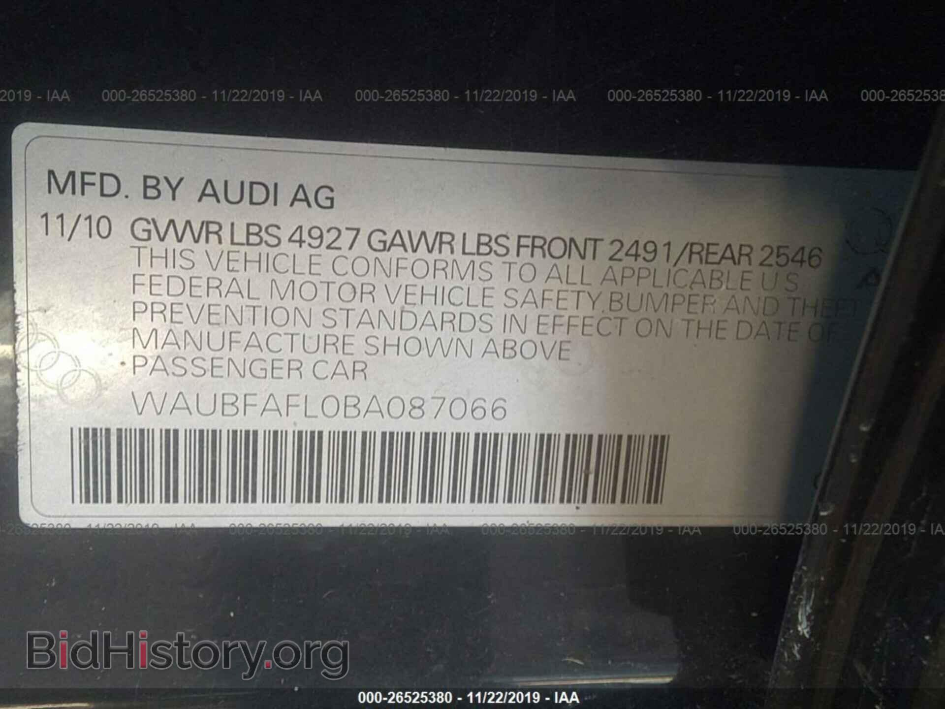 2011 AUDI A4 - VIN: WAUBFAFL0BA087066 - Photo 9