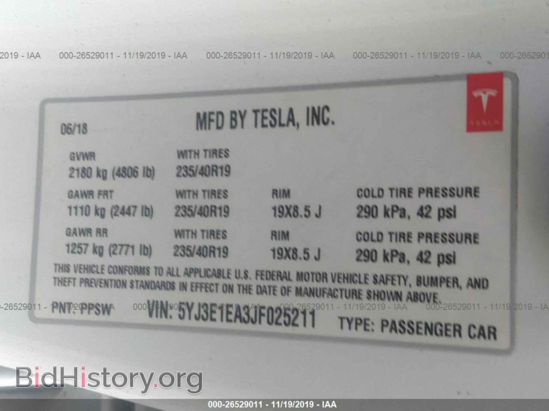 2018 TESLA MODEL 3 - VIN: 5YJ3E1EA3JF025211 - Фото 9