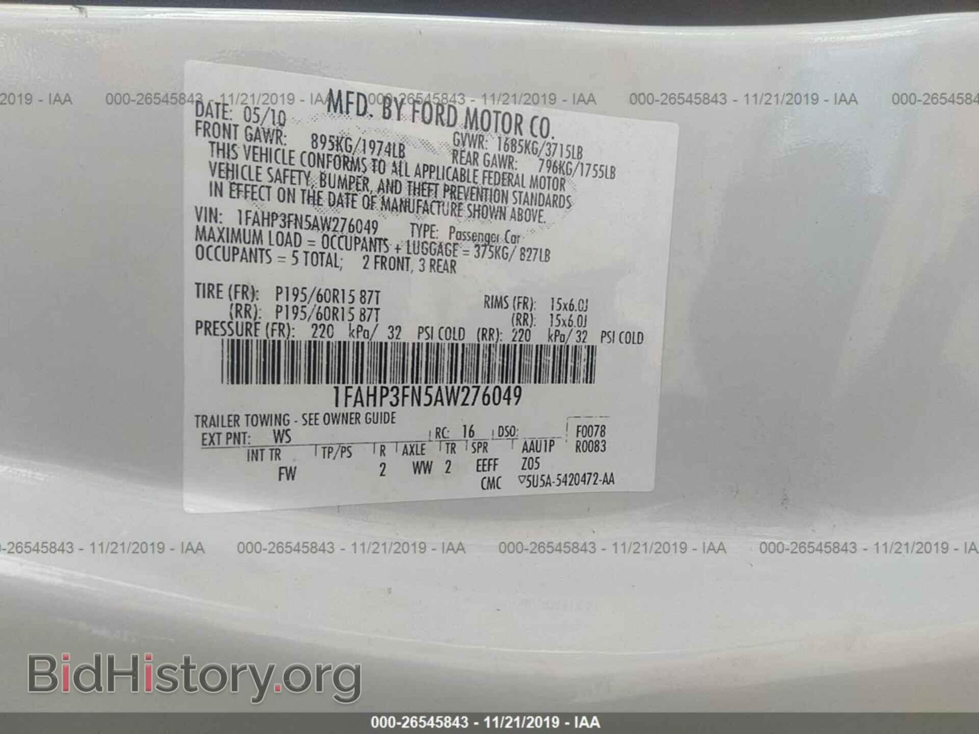 2010 FORD FOCUS - VIN: 1FAHP3FN5AW276049 - Фото 9