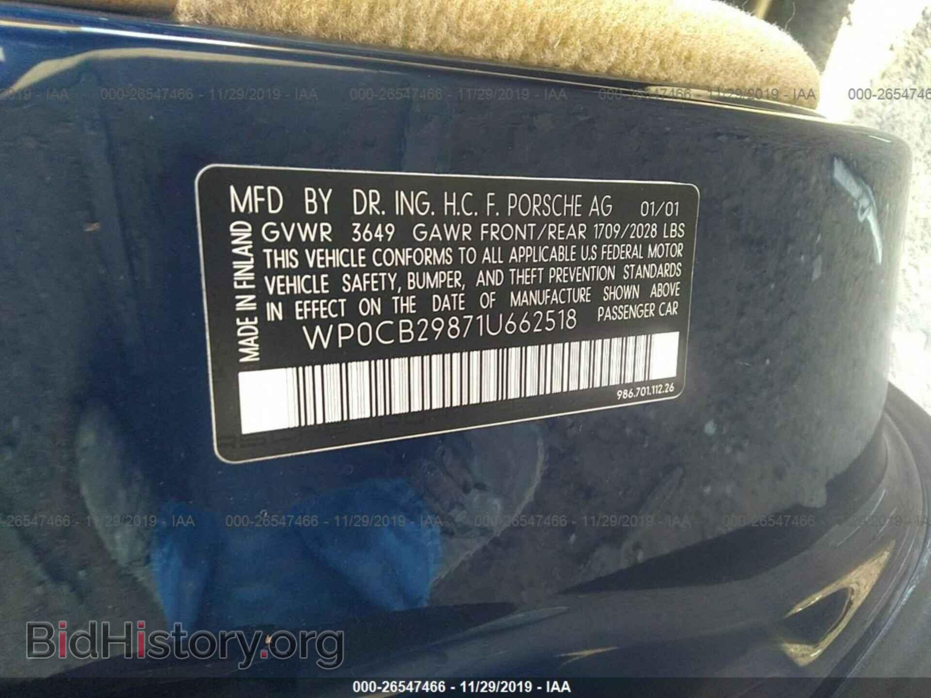 2001 PORSCHE BOXSTER - VIN: WP0CB29871U662518 - Фото 9
