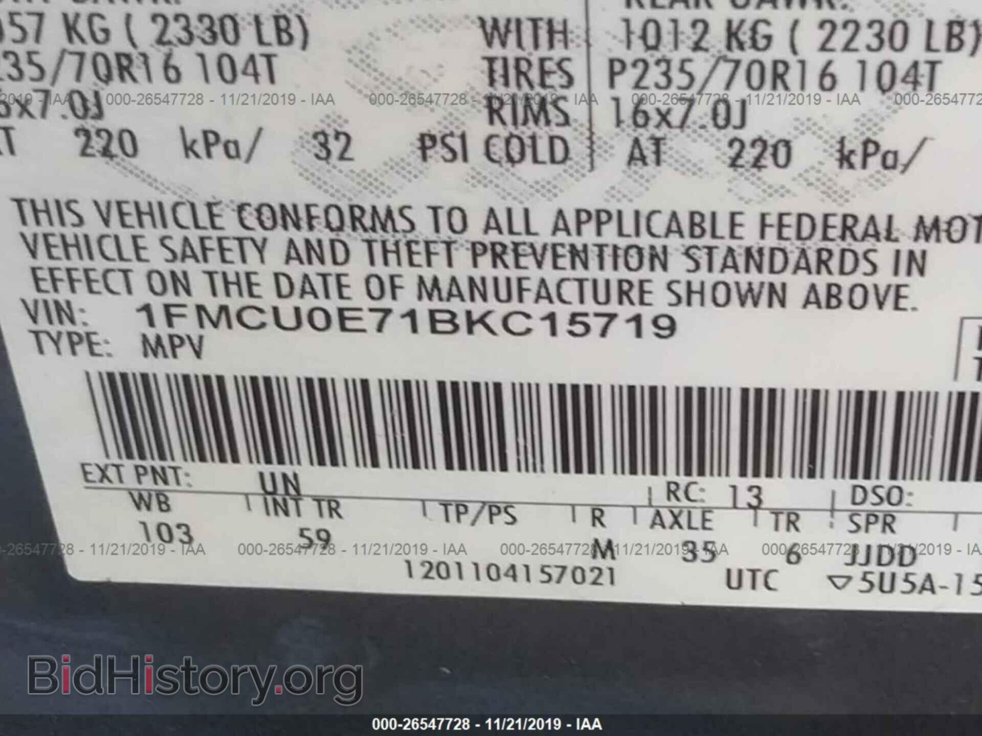 2011 FORD ESCAPE - VIN: 1FMCU0E71BKC15719 - Photo 9