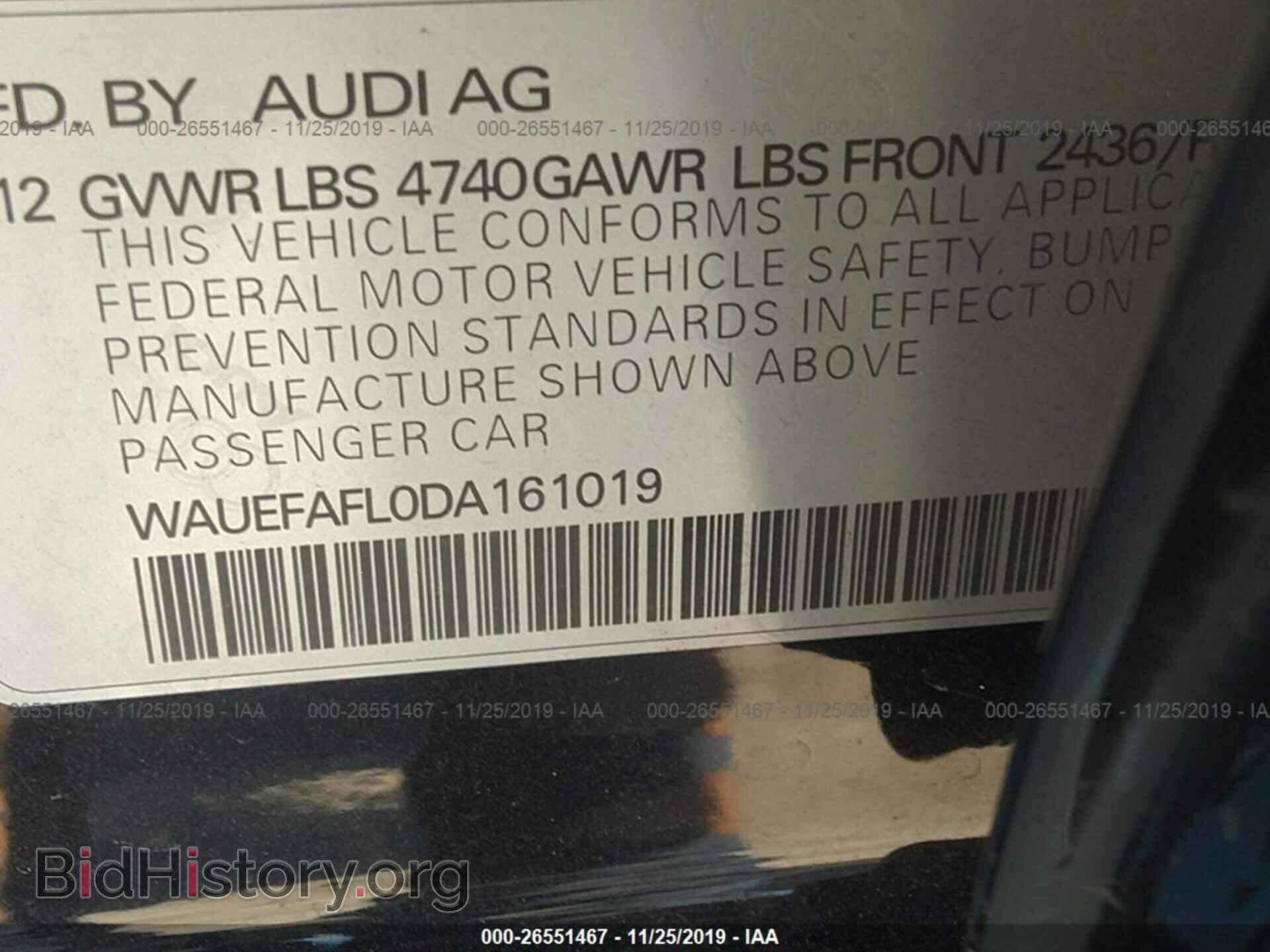 2013 AUDI A4 - VIN: WAUEFAFL0DA161019 - Фото 9