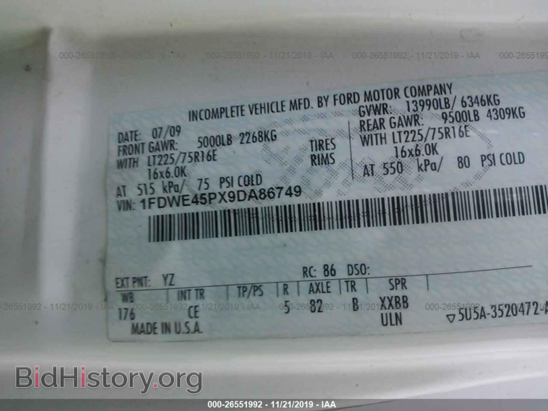 2009 FORD ECONOLINE - VIN: 1FDWE45PX9DA86749 - Фото 9