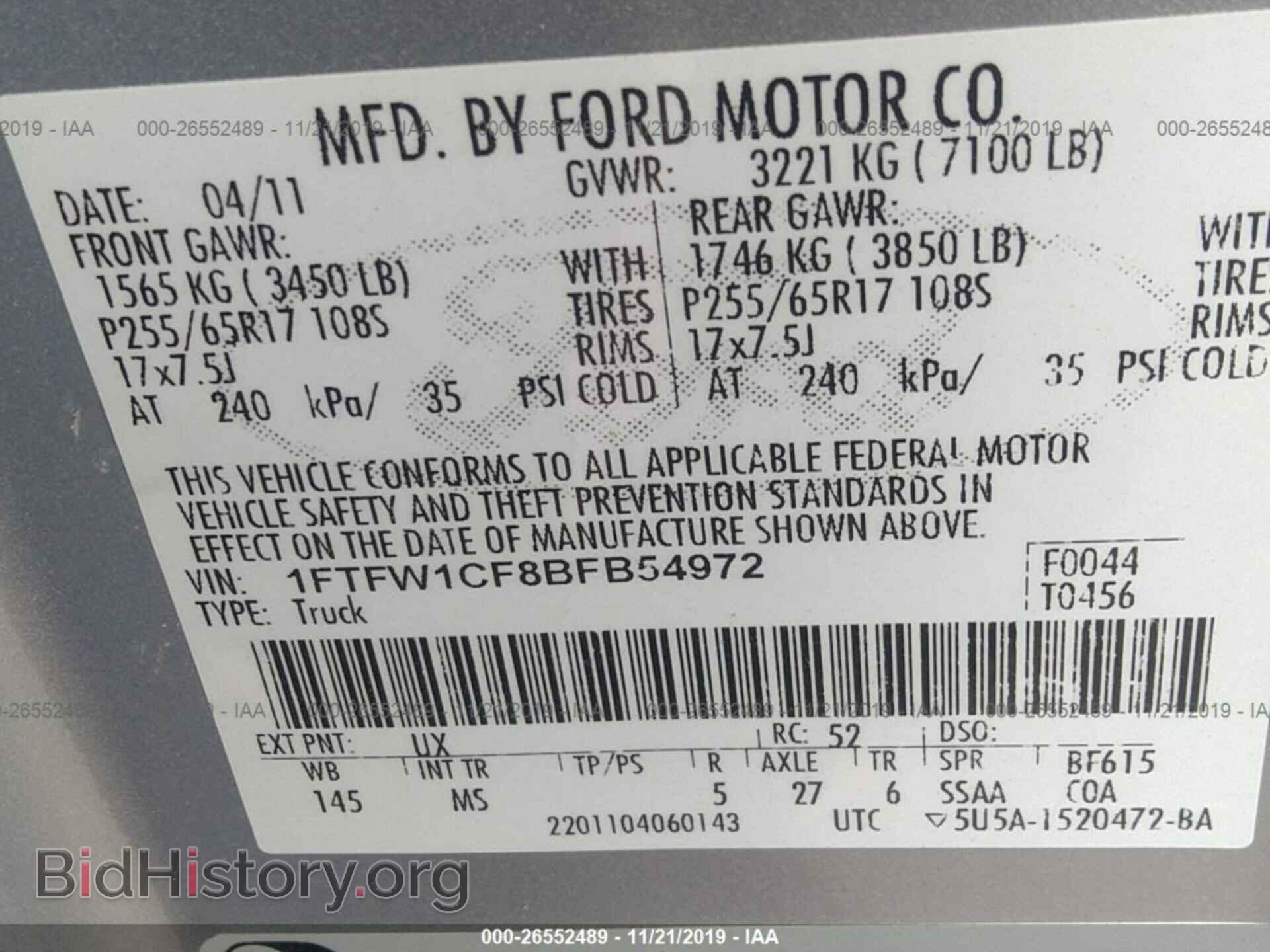 2011 FORD F150 - VIN: 1FTFW1CF8BFB54972 - Photo 9