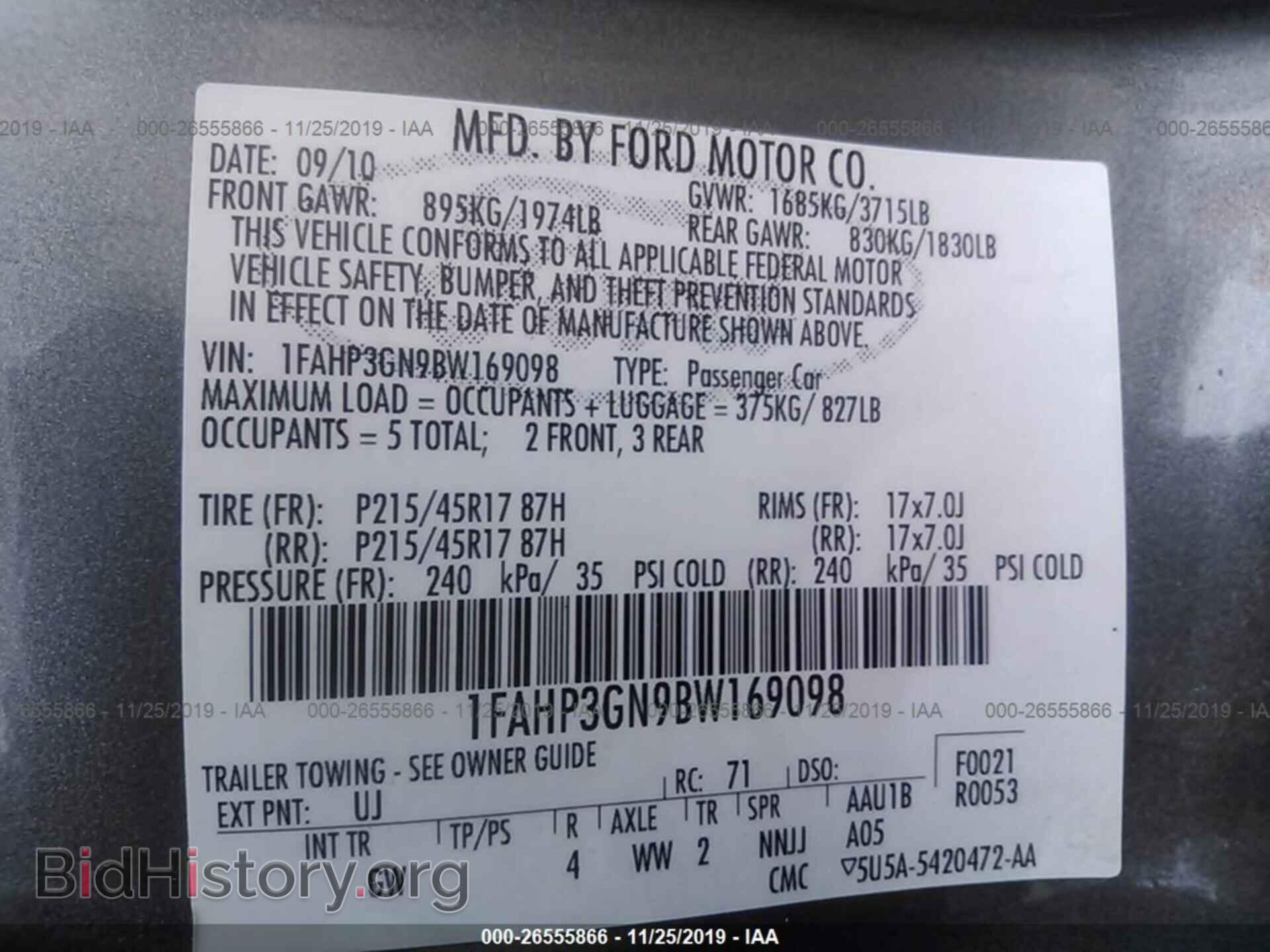 2011 FORD FOCUS - VIN: 1FAHP3GN9BW169098 - Фото 9
