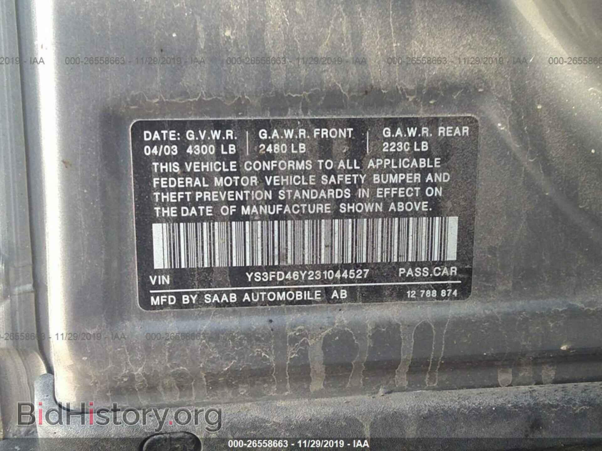 2003 SAAB 9-3 - VIN: YS3FD46Y231044527 - Photo 9
