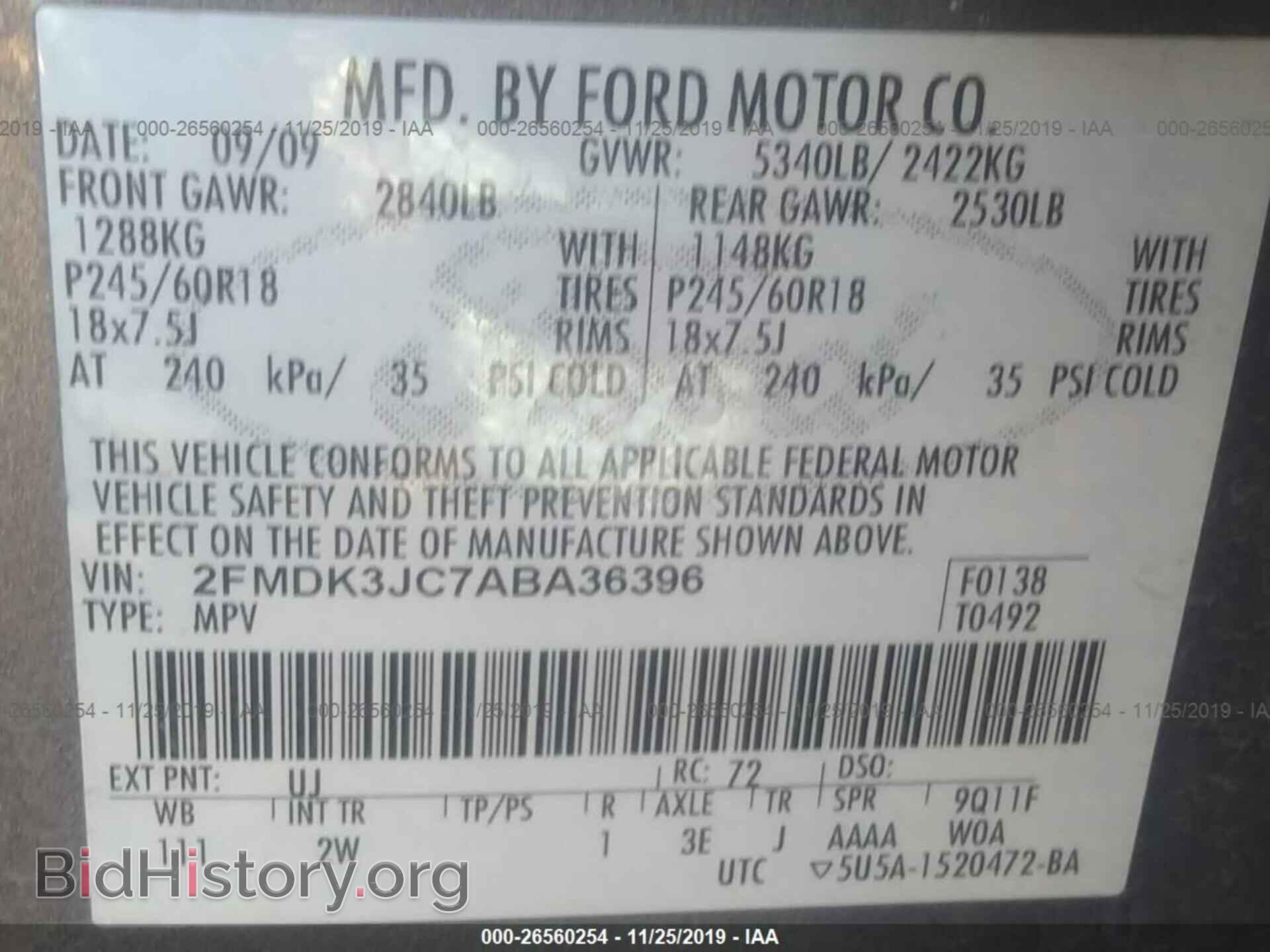 2010 FORD EDGE - VIN: 2FMDK3JC7ABA36396 - Photo 9