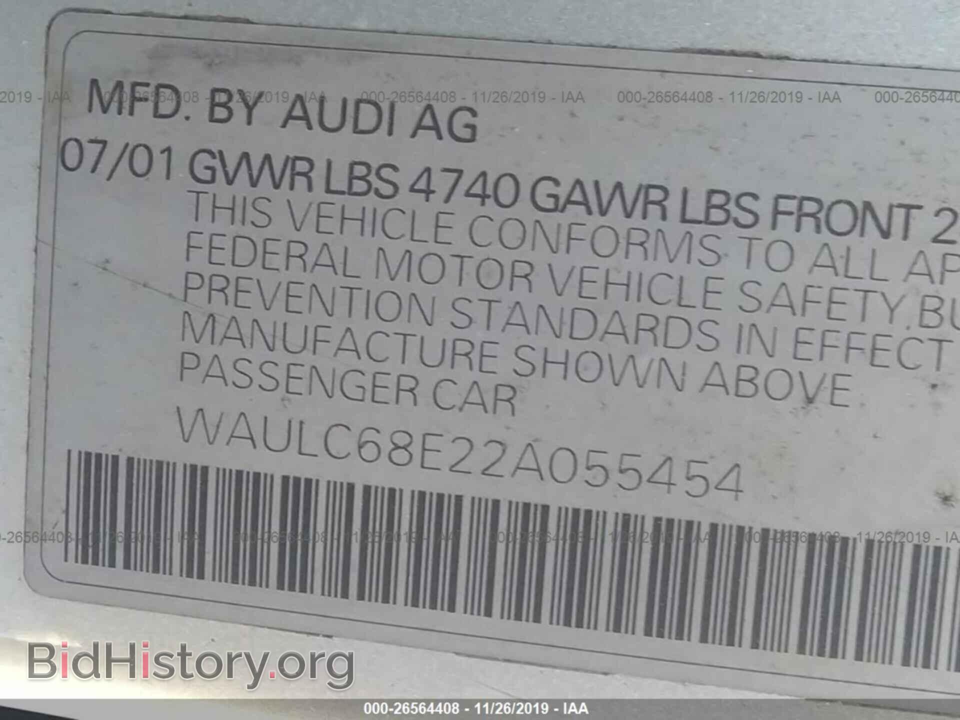 2002 AUDI A4 - VIN: WAULC68E22A055454 - Фото 9