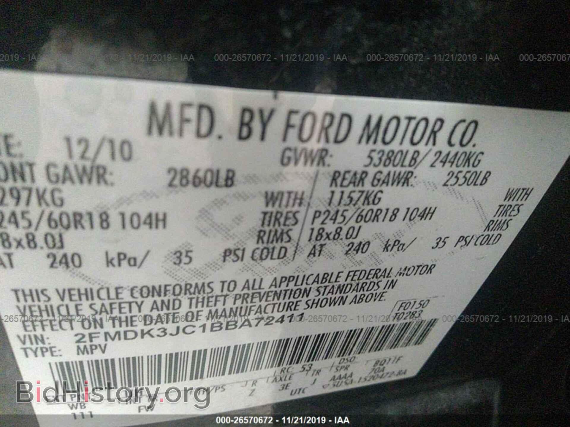 2011 FORD EDGE - VIN: 2FMDK3JC1BBA72411 - Photo 9