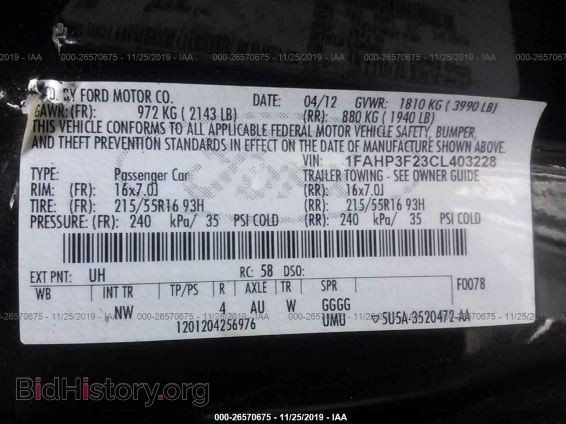 2012 FORD FOCUS - VIN: 1FAHP3F23CL403228 - Фото 9