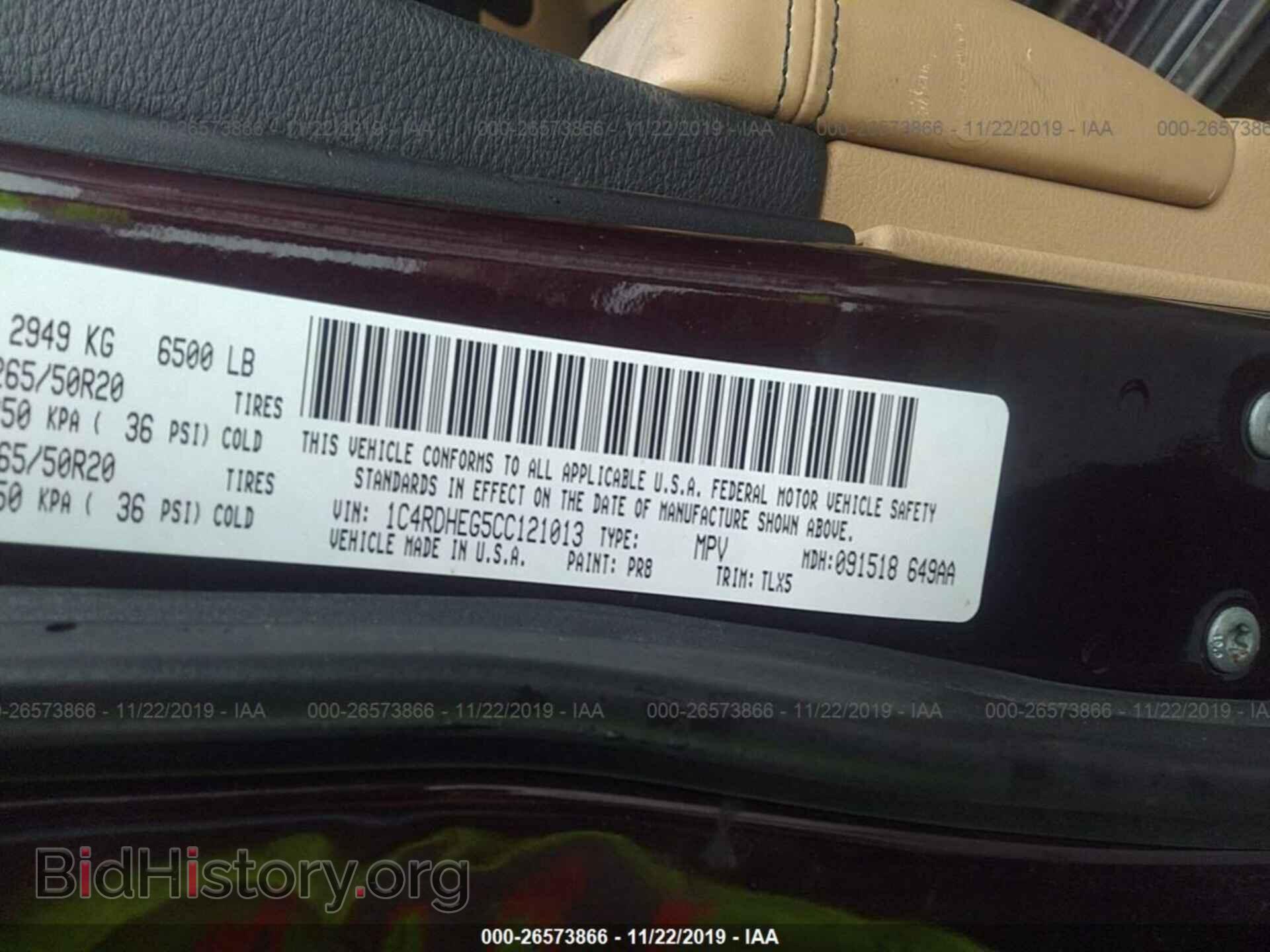 2012 DODGE DURANGO - VIN: 1C4RDHEG5CC121013 - Фото 9