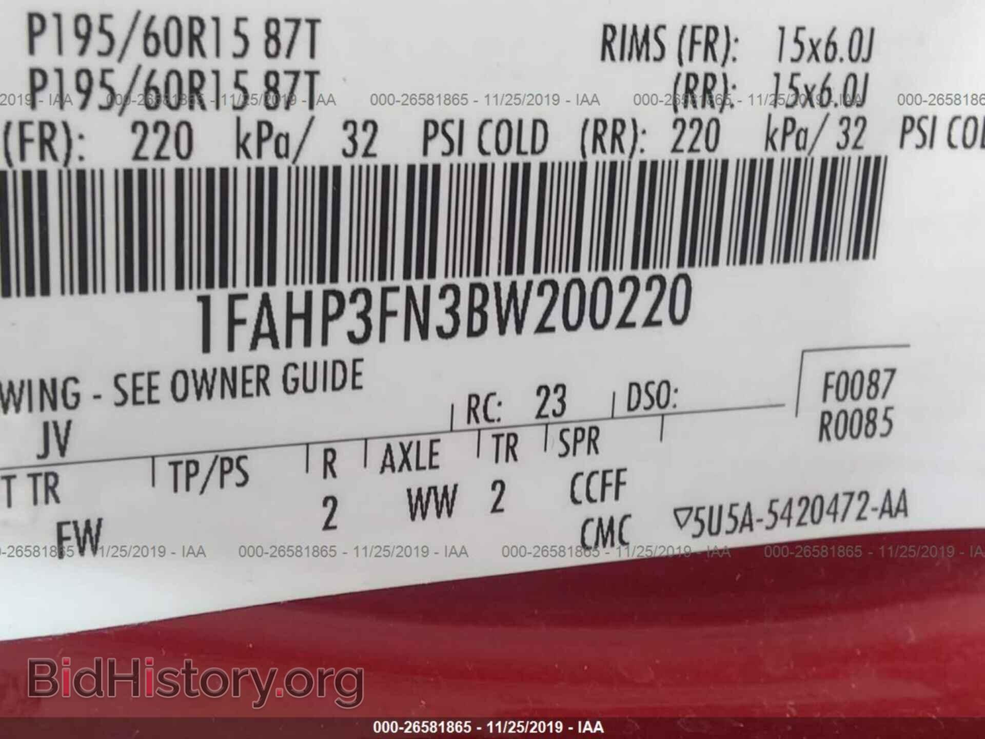 2011 FORD FOCUS - VIN: 1FAHP3FN3BW200220 - Фото 9