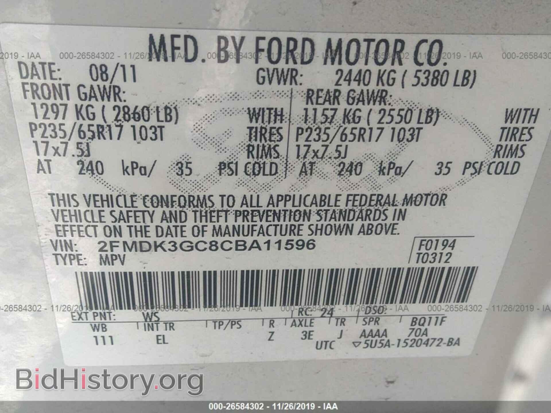 2012 FORD EDGE - VIN: 2FMDK3GC8CBA11596 - Фото 9
