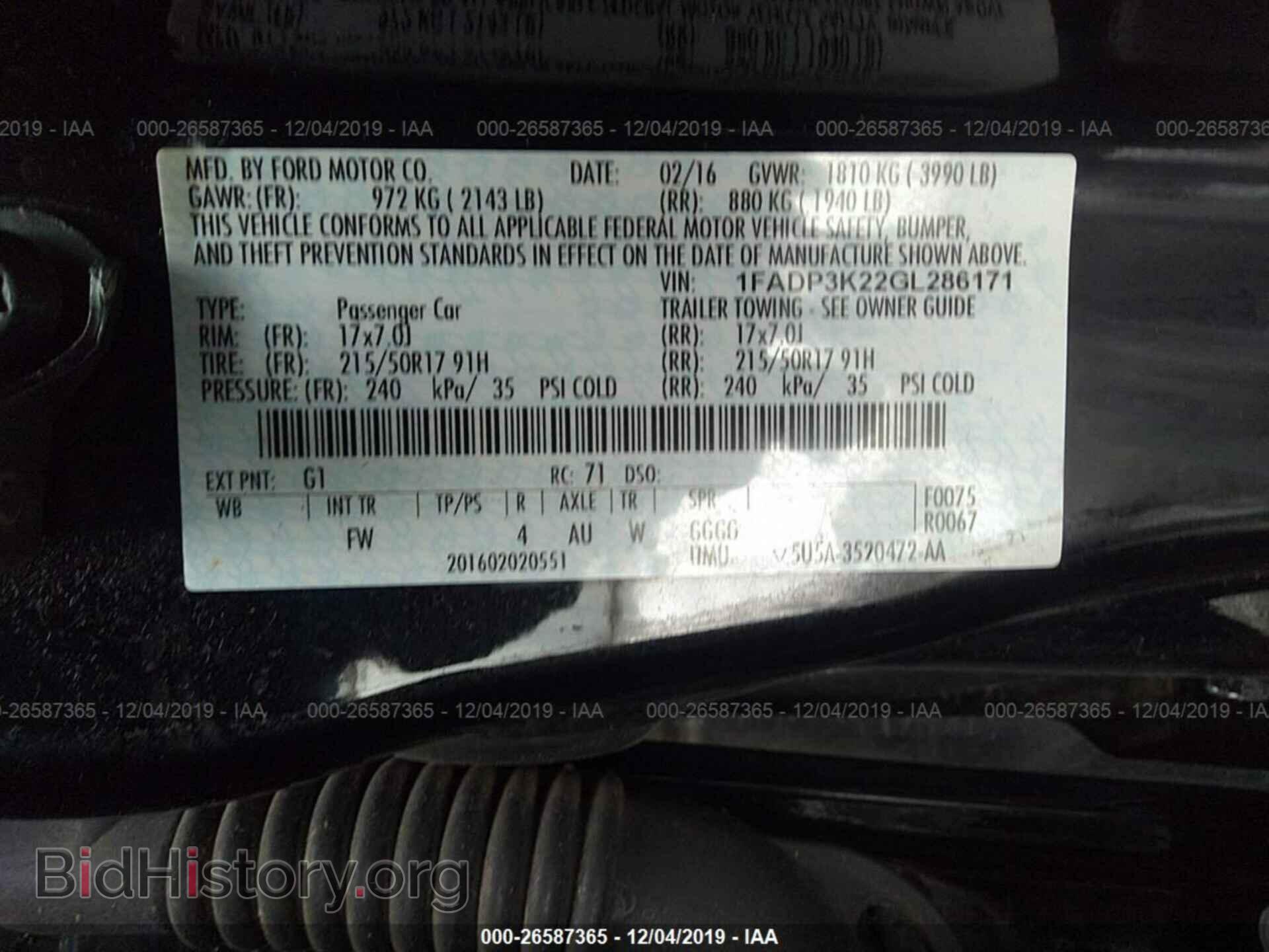 2016 FORD FOCUS - VIN: 1FADP3K22GL286171 - Фото 9