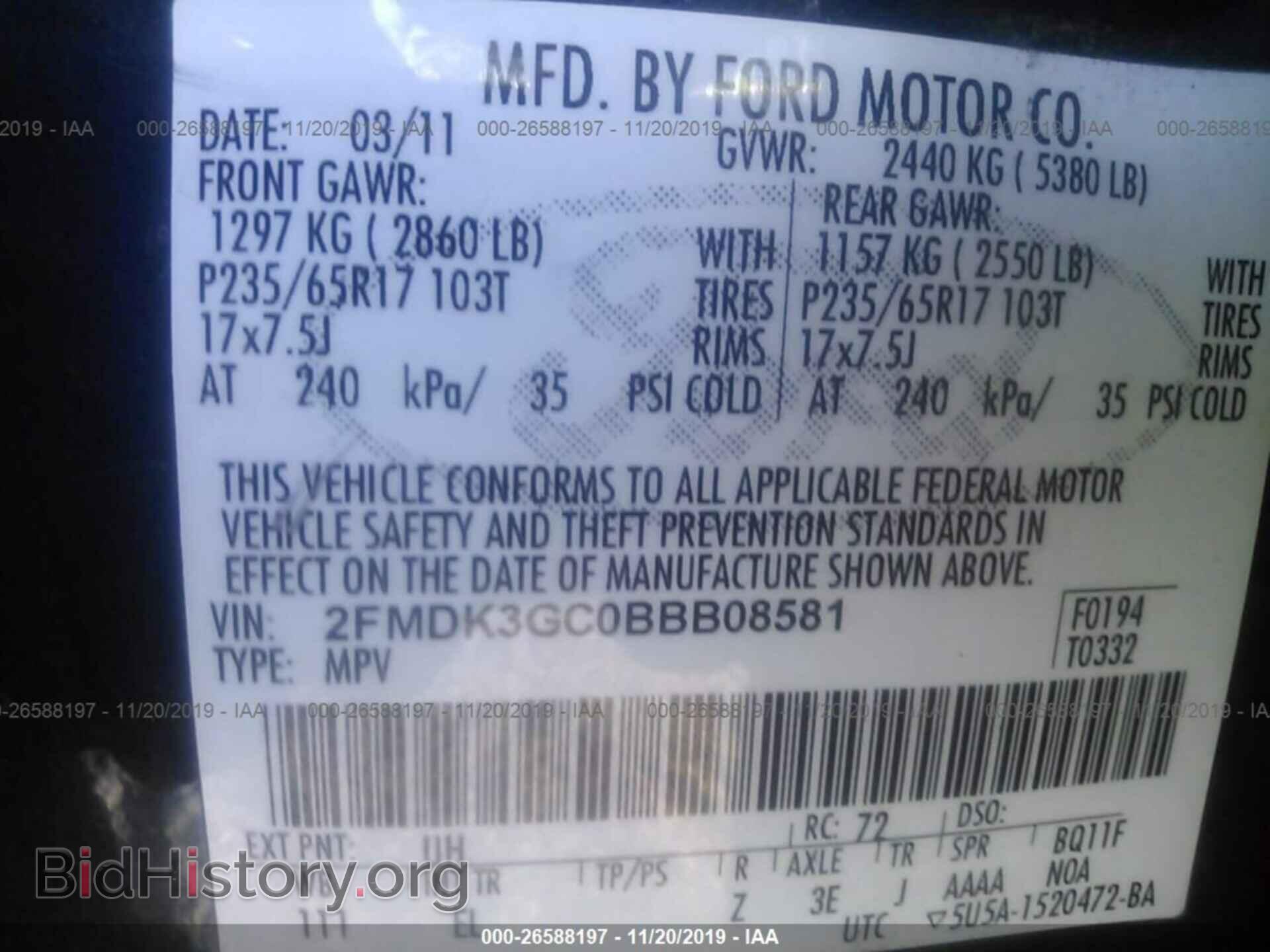 2011 FORD EDGE - VIN: 2FMDK3GC0BBB08581 - Photo 9
