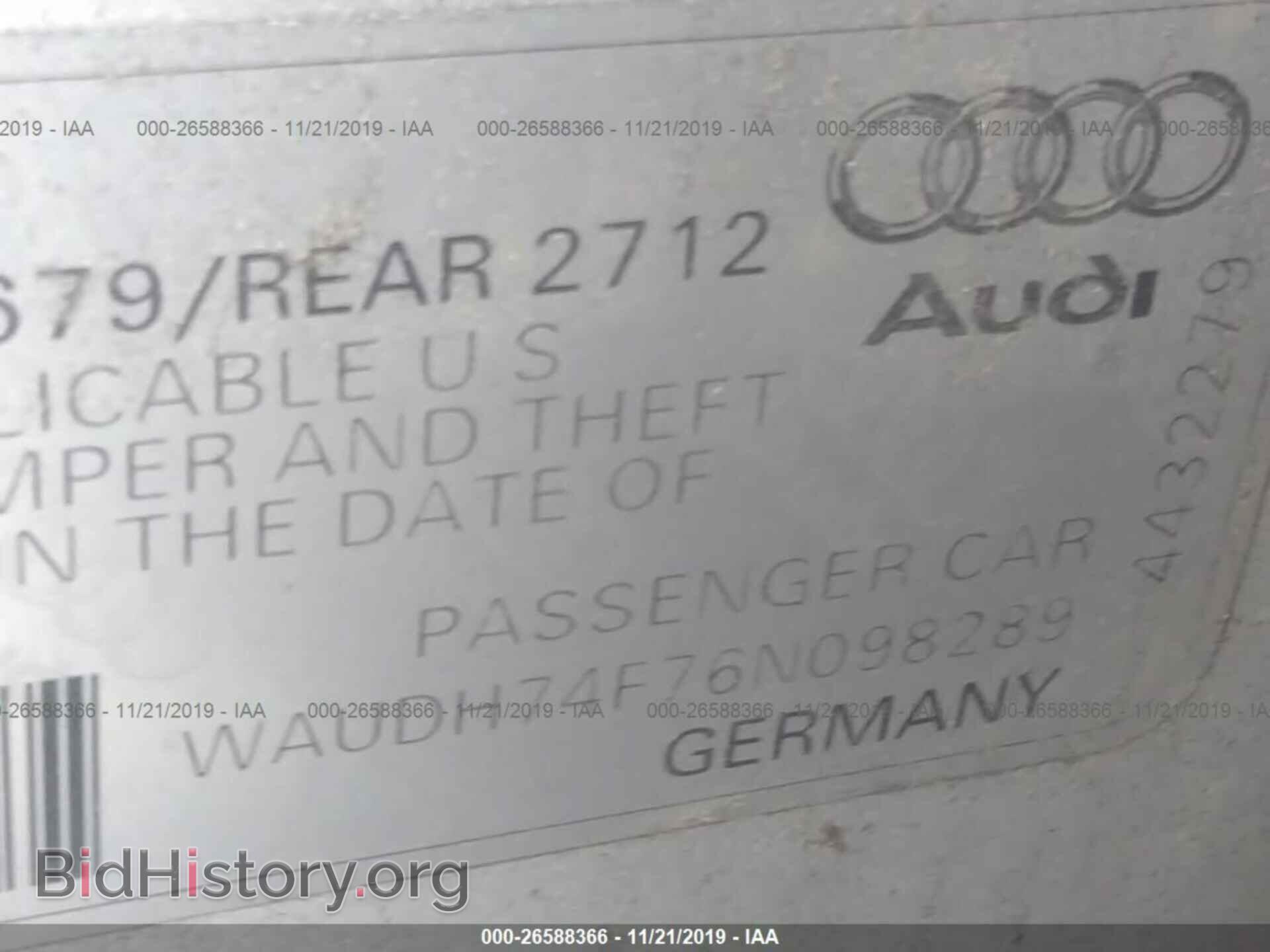 2006 AUDI A6 - VIN: WAUDH74F76N098289 - Фото 9