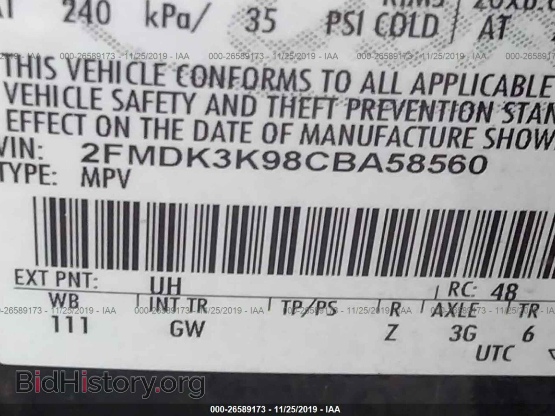 2012 FORD EDGE - VIN: 2FMDK3K98CBA58560 - Фото 9