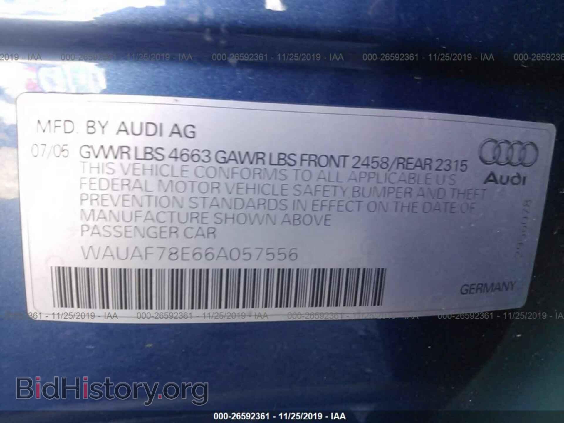2006 AUDI A4 - VIN: WAUAF78E66A057556 - Photo 9
