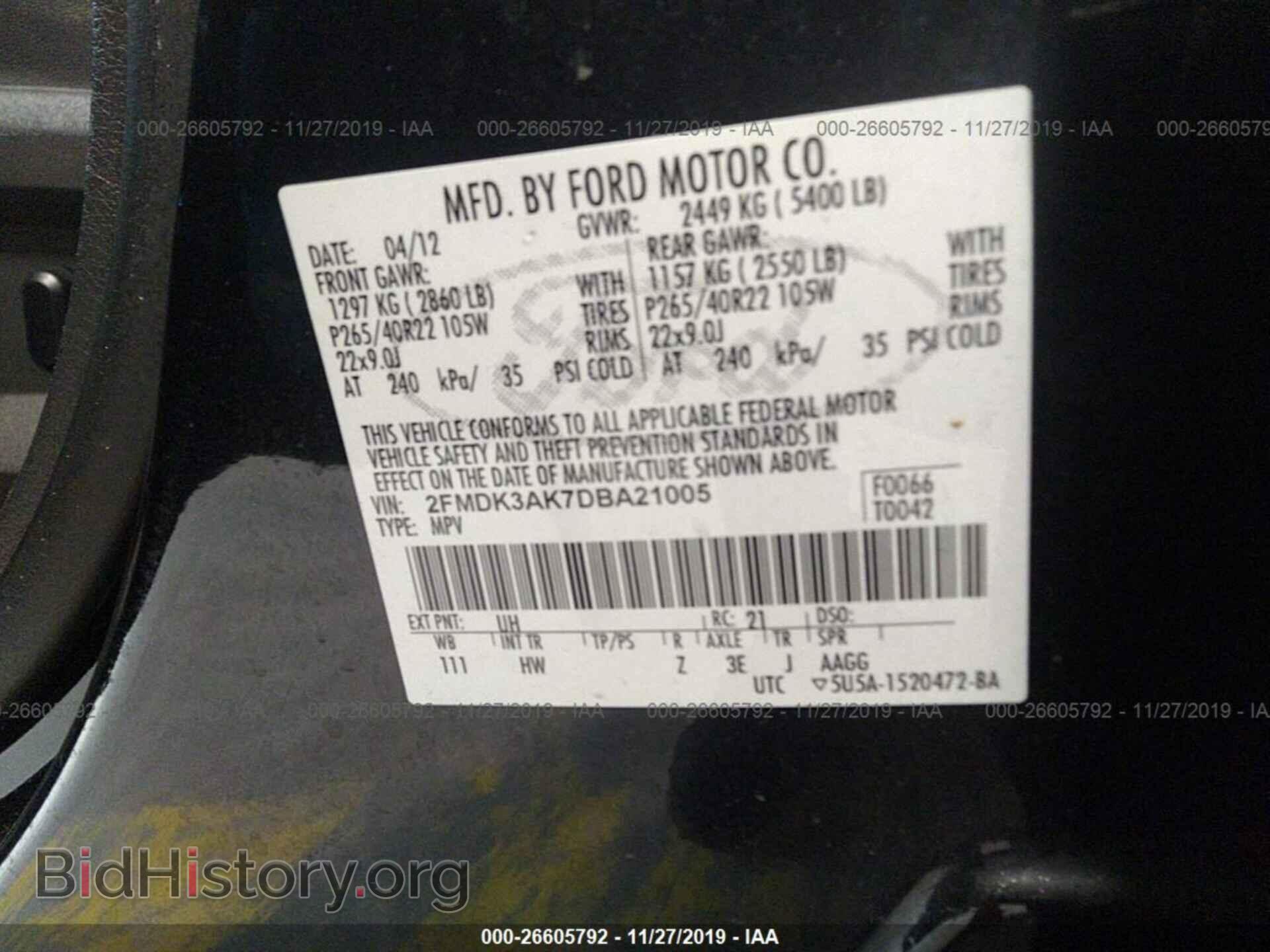 2013 FORD EDGE - VIN: 2FMDK3AK7DBA21005 - Фото 9