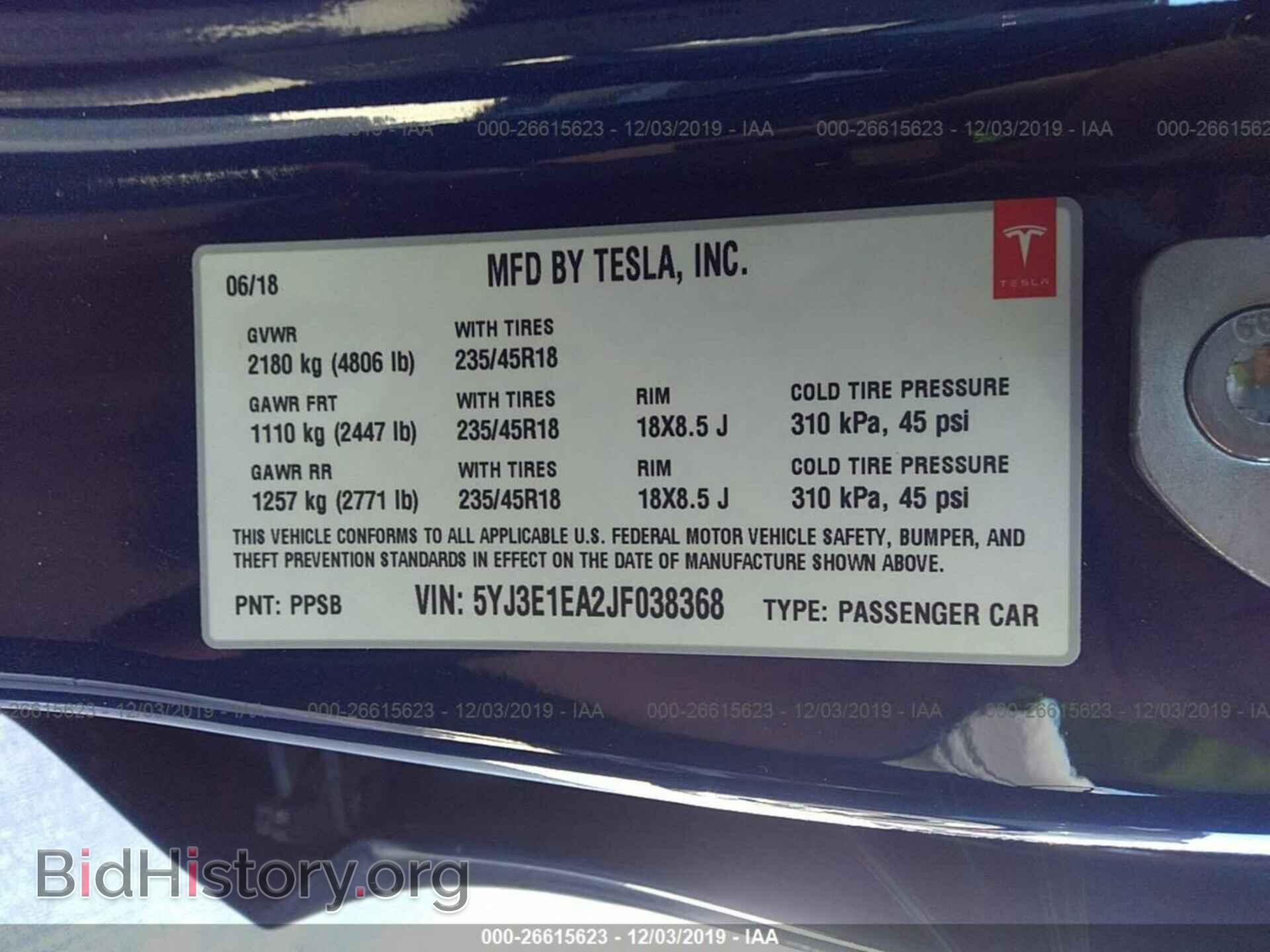 2018 Tesla Model 3 - VIN: 5YJ3E1EA2JF038368 - Фото 9