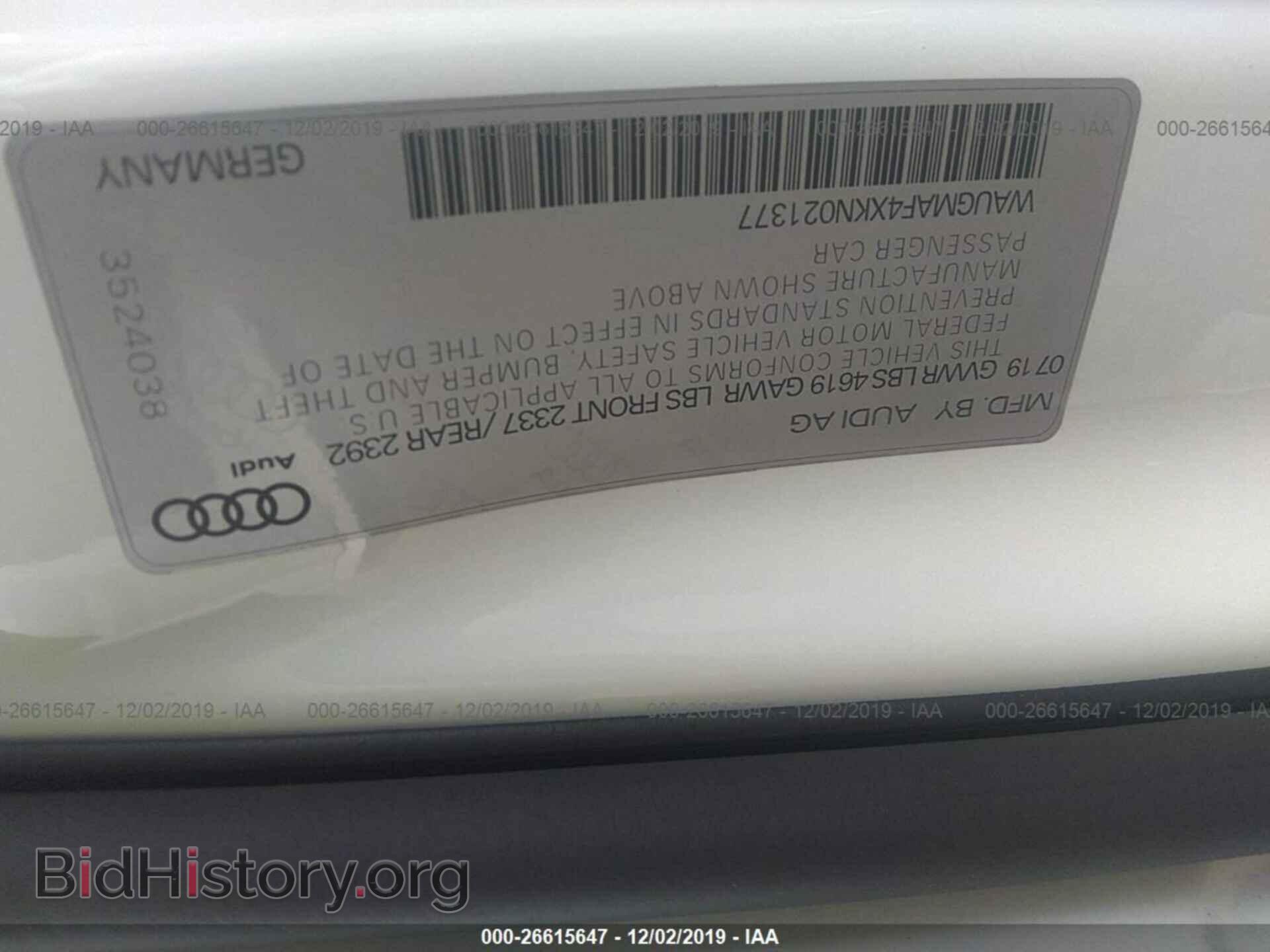 2019 AUDI A4 - VIN: WAUGMAF4XKN021377 - Фото 9