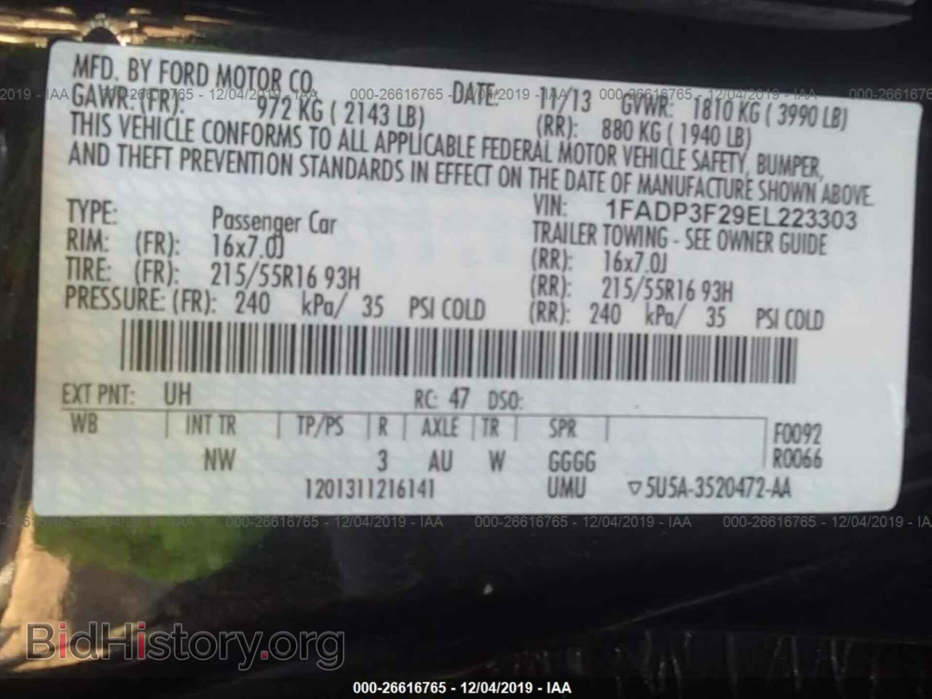 2014 FORD FOCUS - VIN: 1FADP3F29EL223303 - Фото 9