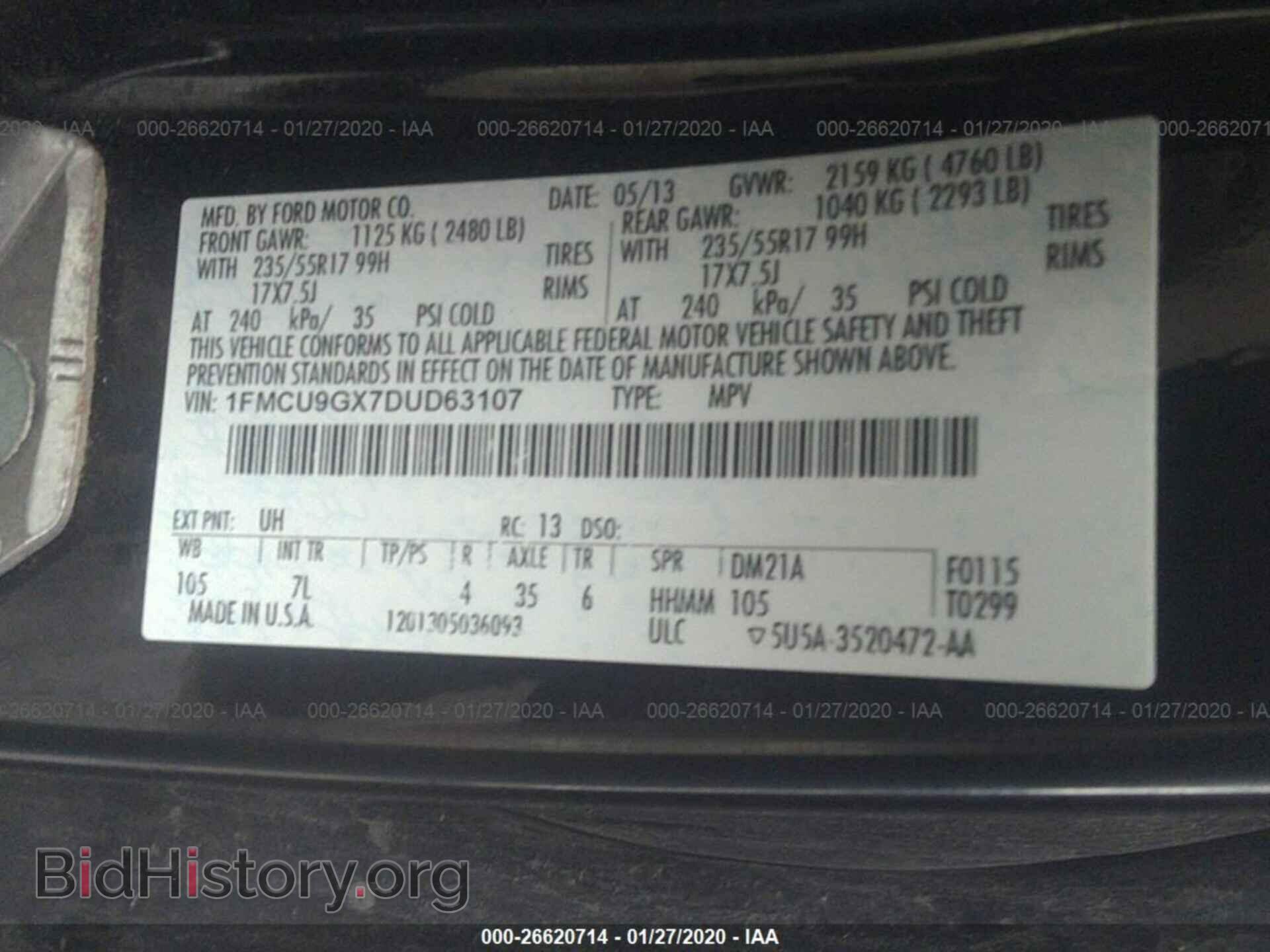 2013 FORD ESCAPE - VIN: 1FMCU9GX7DUD63107 - Photo 9