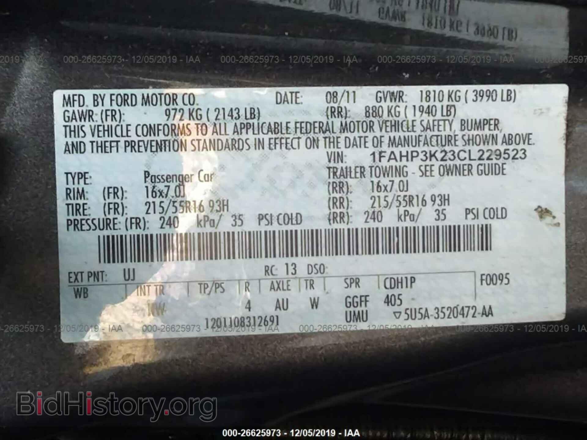 2012 FORD FOCUS - VIN: 1FAHP3K23CL229523 - Фото 9