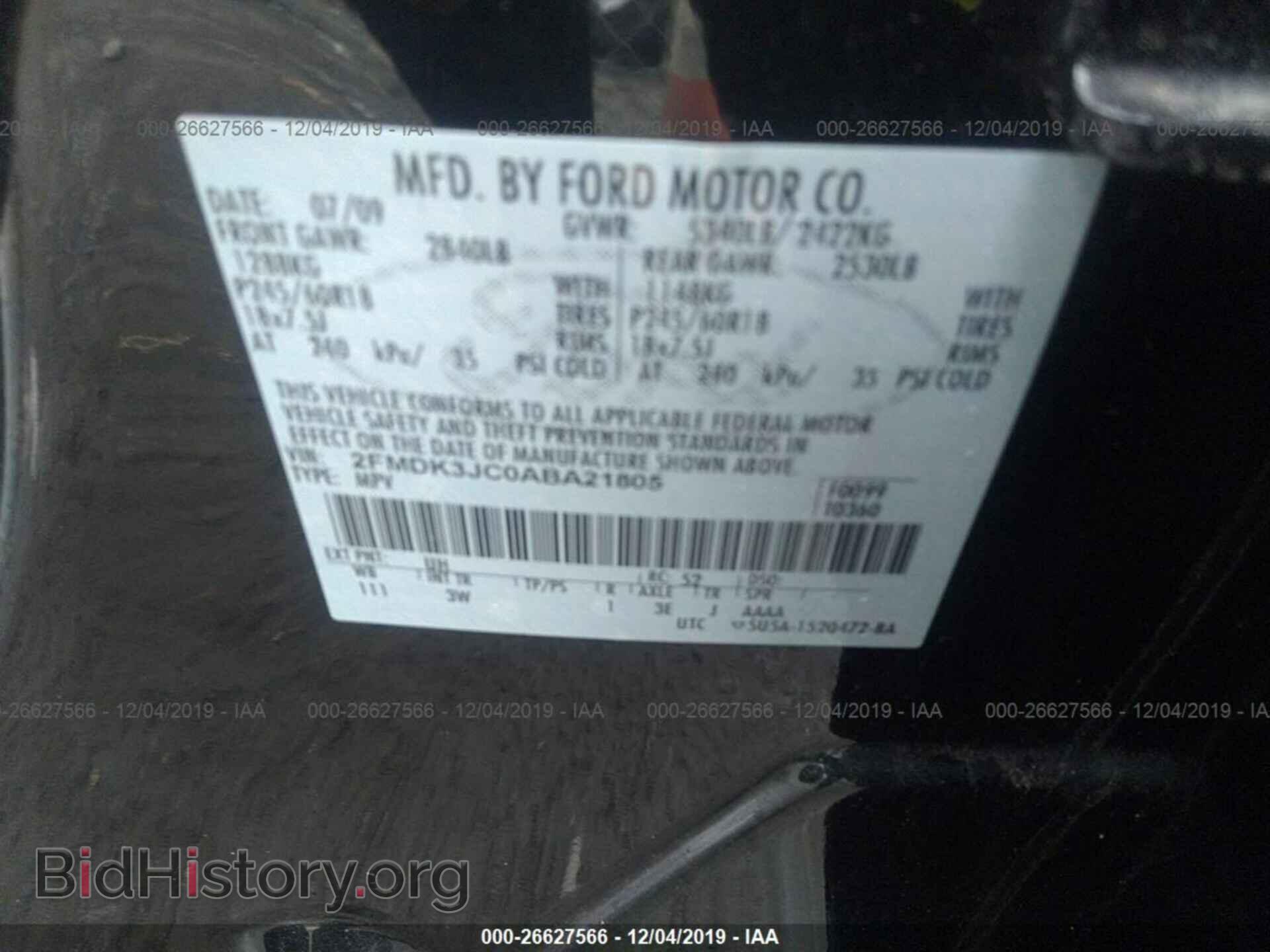2010 FORD EDGE - VIN: 2FMDK3JC0ABA21805 - Photo 9