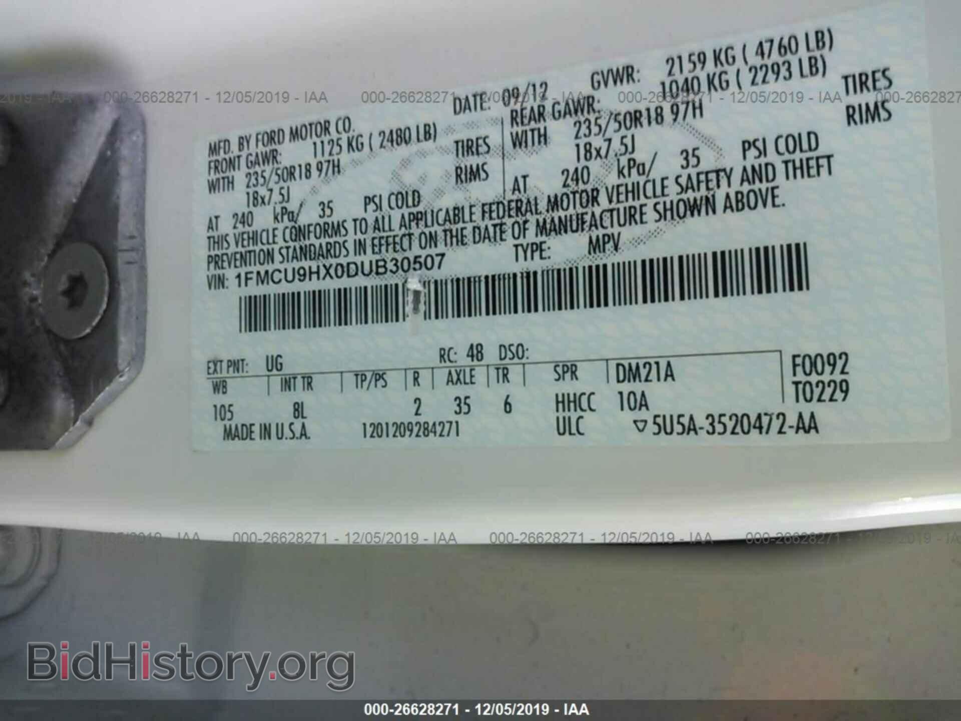 2013 FORD ESCAPE - VIN: 1FMCU9HX0DUB30507 - Photo 9