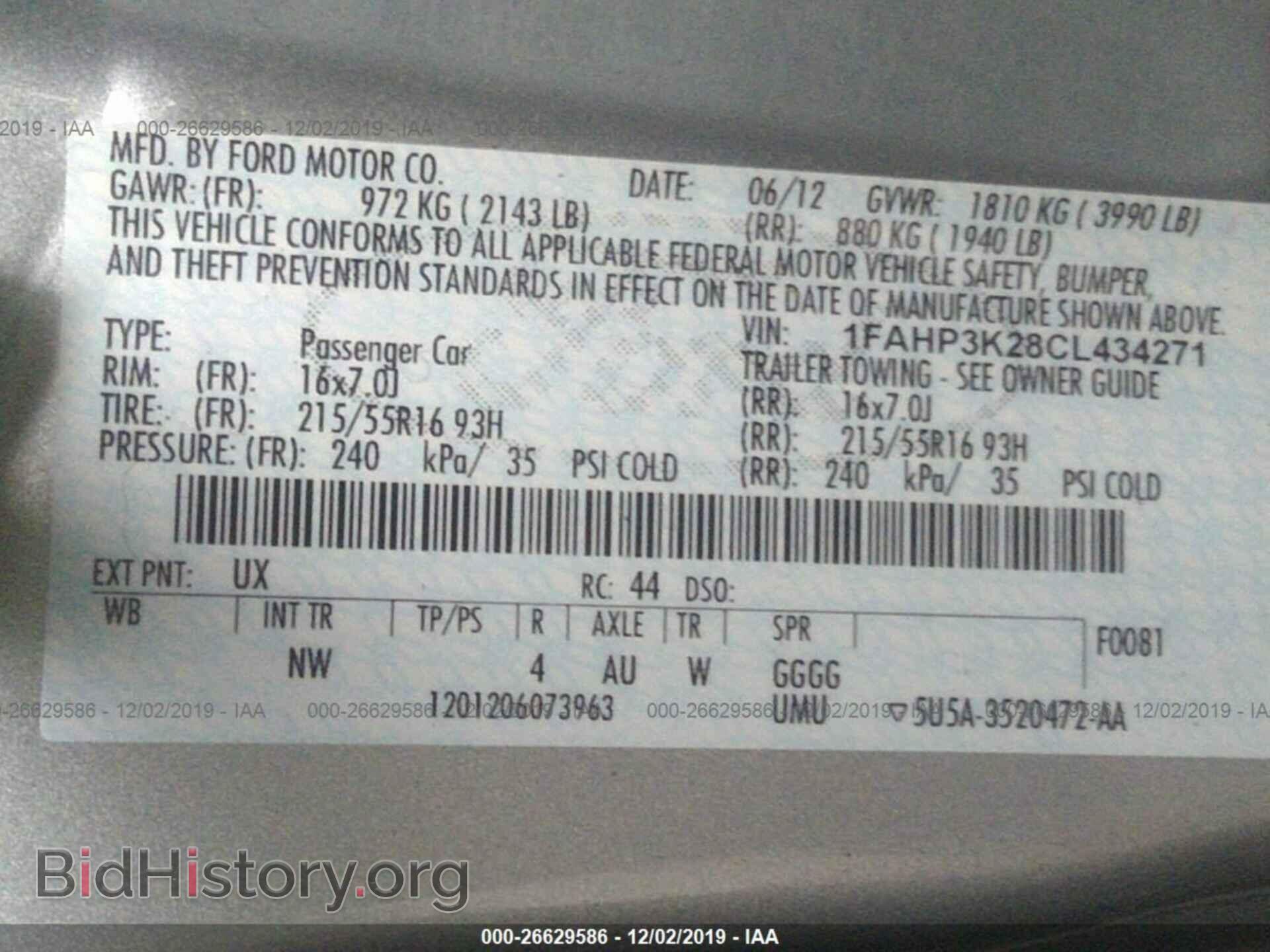 2012 FORD FOCUS - VIN: 1FAHP3K28CL434271 - Фото 9