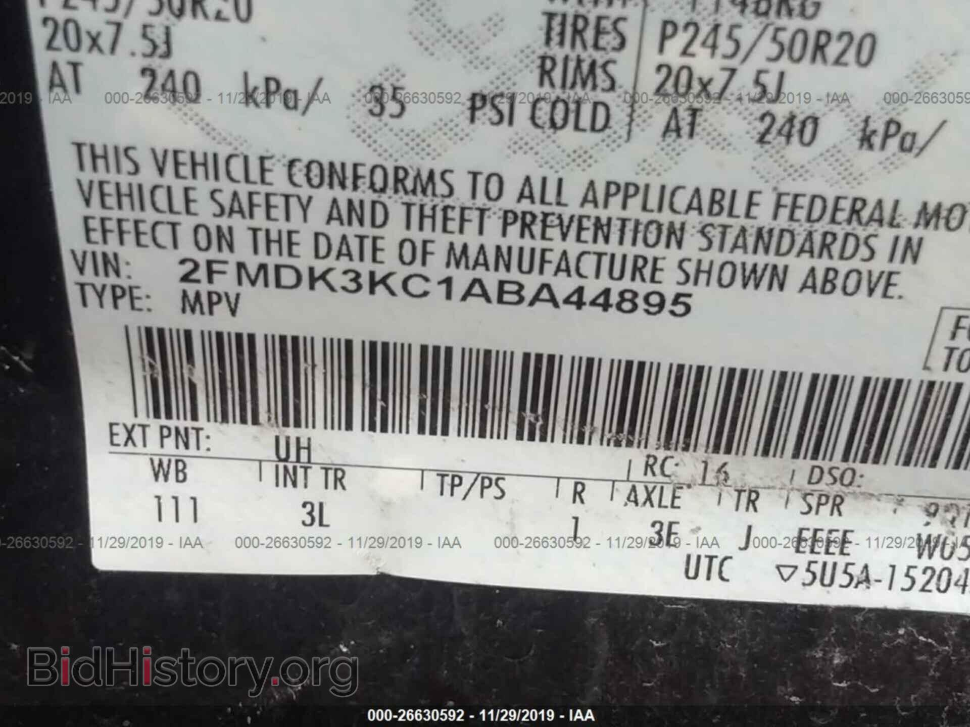 2010 FORD EDGE - VIN: 2FMDK3KC1ABA44895 - Фото 9