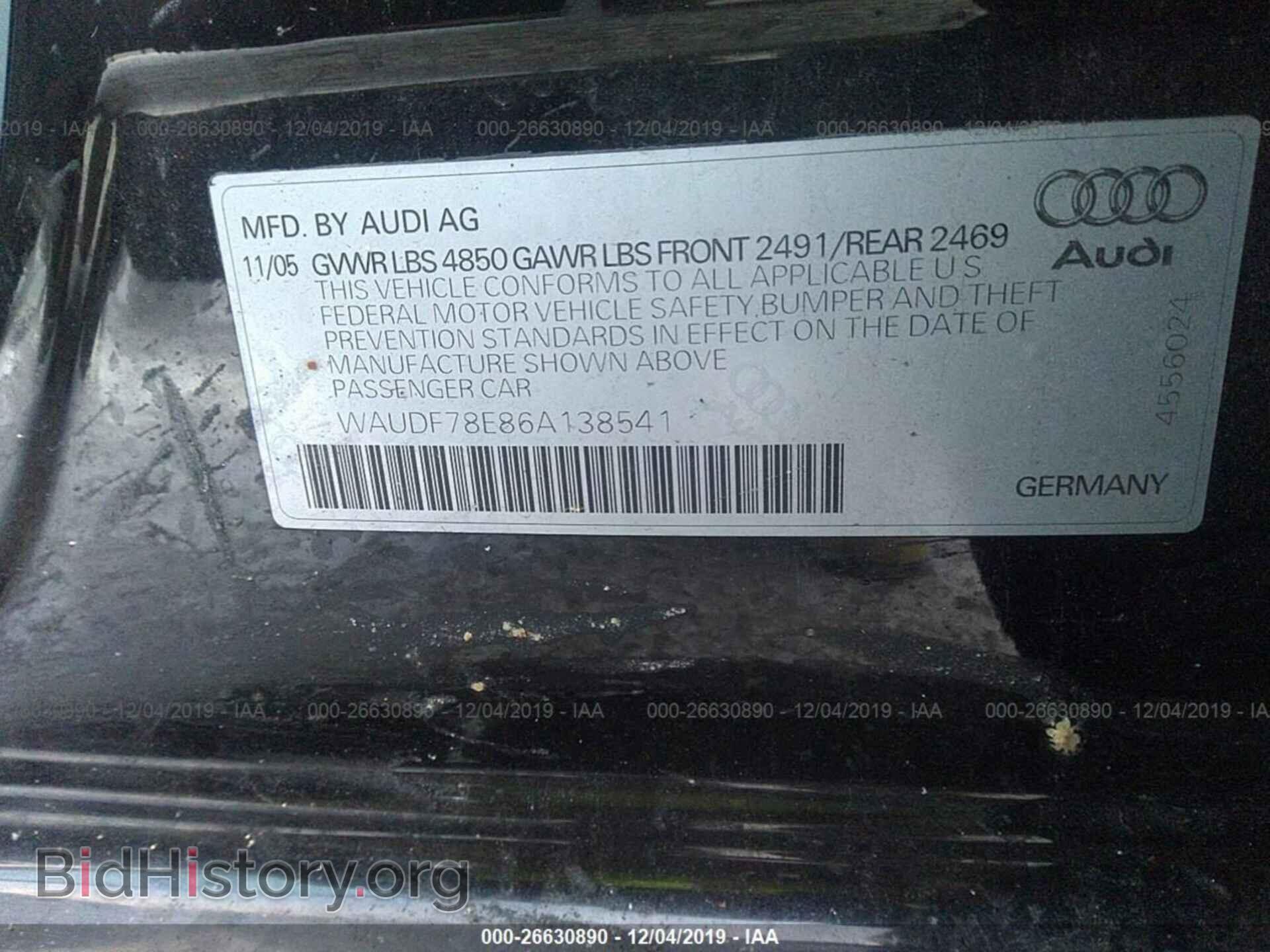 2006 AUDI A4 - VIN: WAUDF78E86A138541 - Photo 9