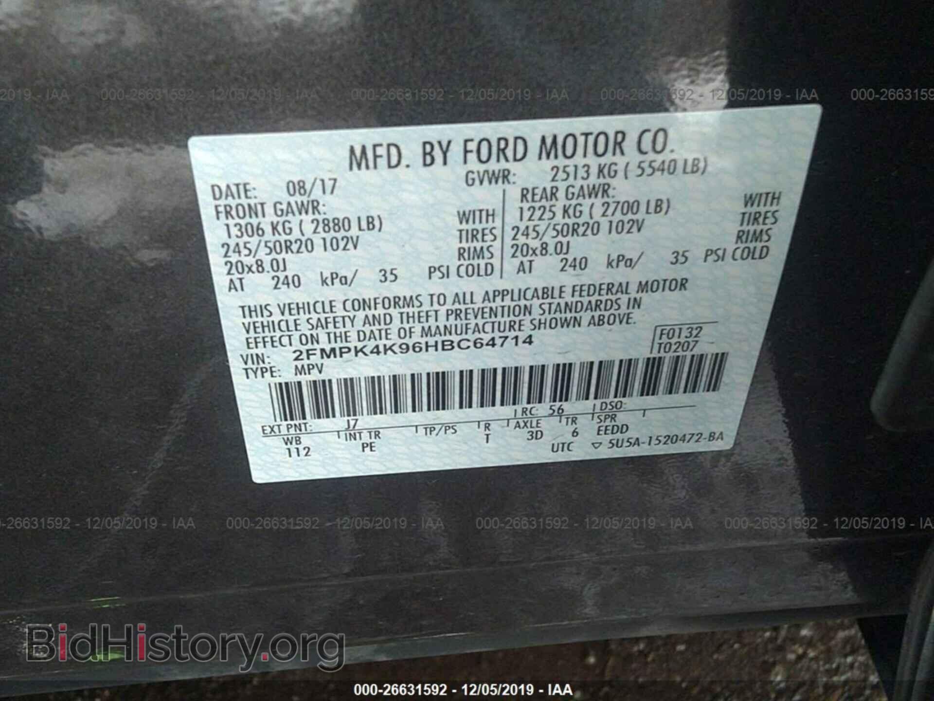 2017 FORD EDGE - VIN: 2FMPK4K96HBC64714 - Photo 9