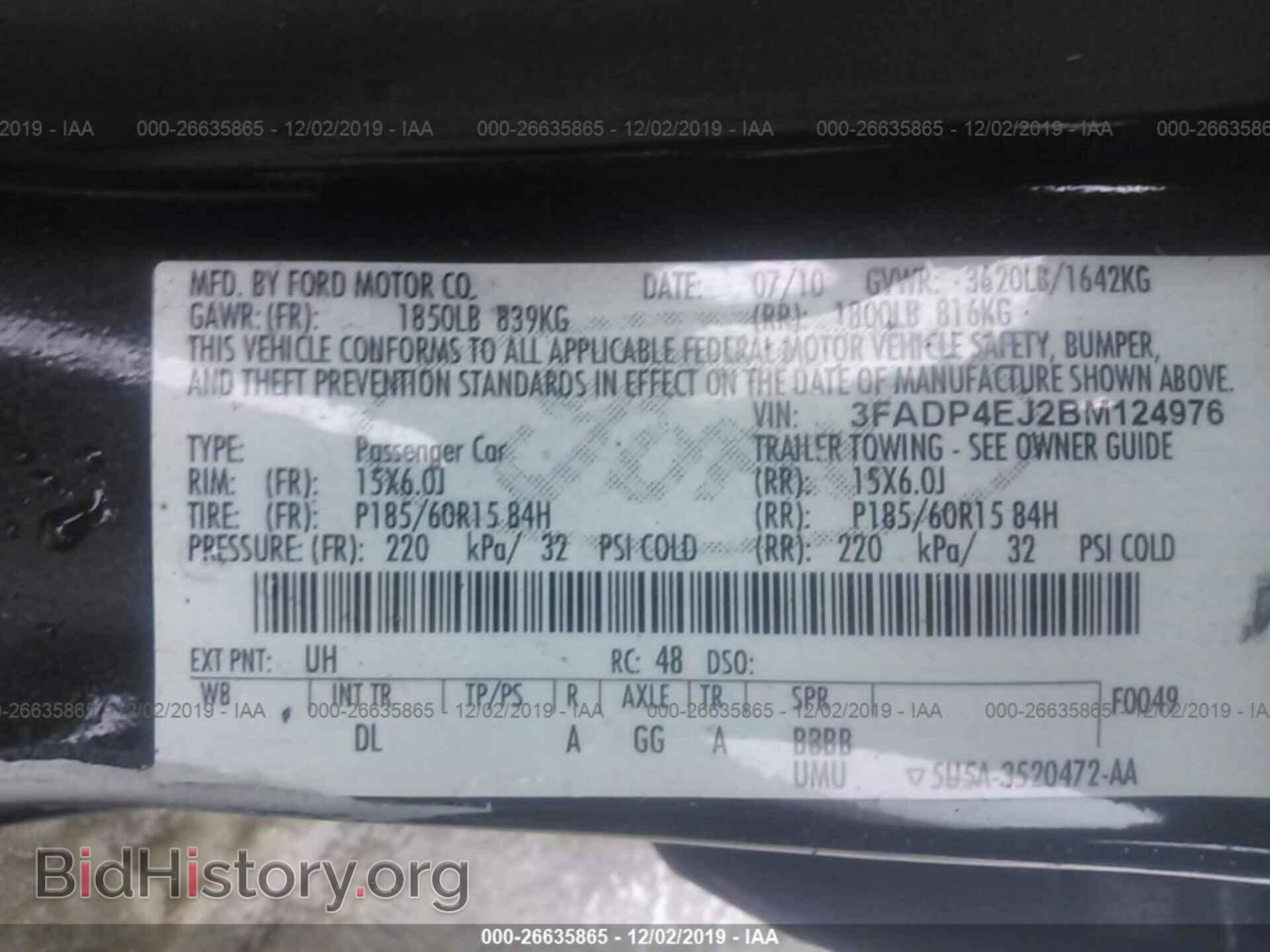 2011 FORD FIESTA - VIN: 3FADP4EJ2BM124976 - Фото 9