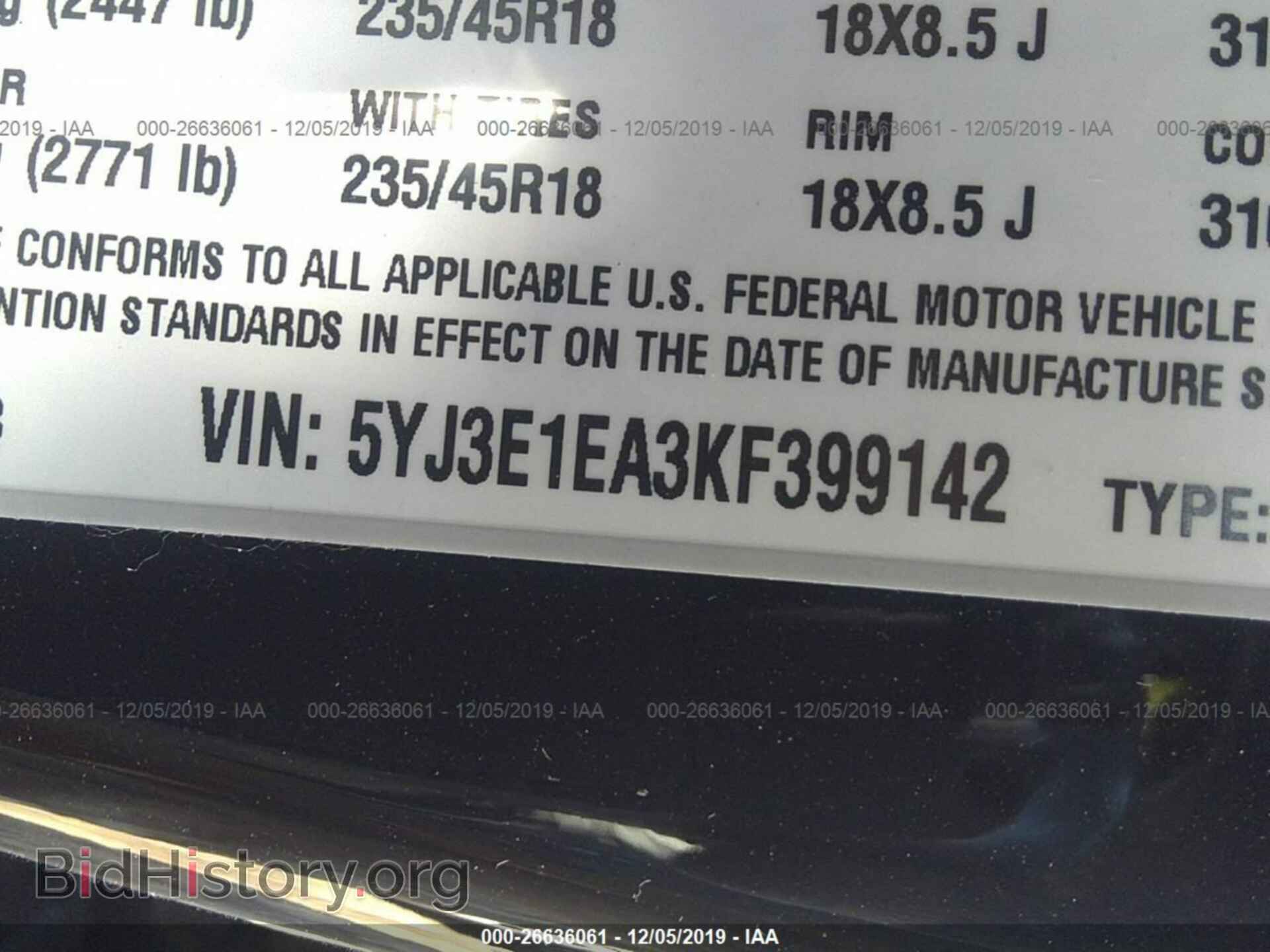 2019 TESLA MODEL 3 - VIN: 5YJ3E1EA3KF399142 - Photo 9