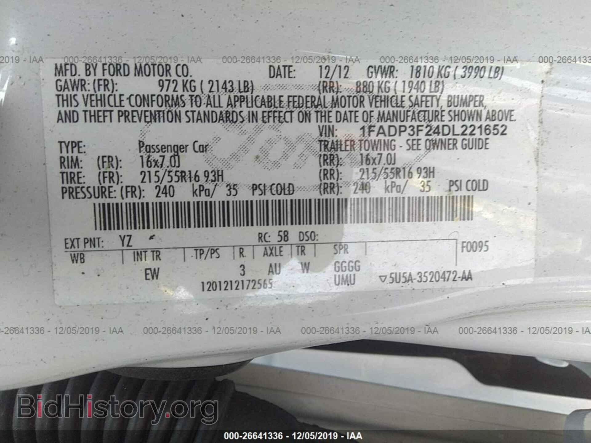 2013 FORD FOCUS - VIN: 1FADP3F24DL221652 - Фото 9