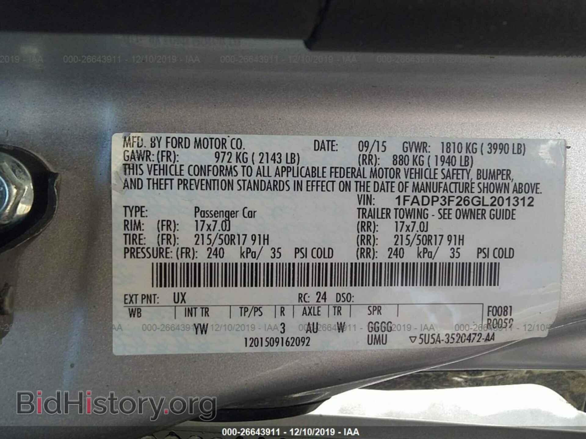 2016 FORD FOCUS - VIN: 1FADP3F26GL201312 - Фото 9