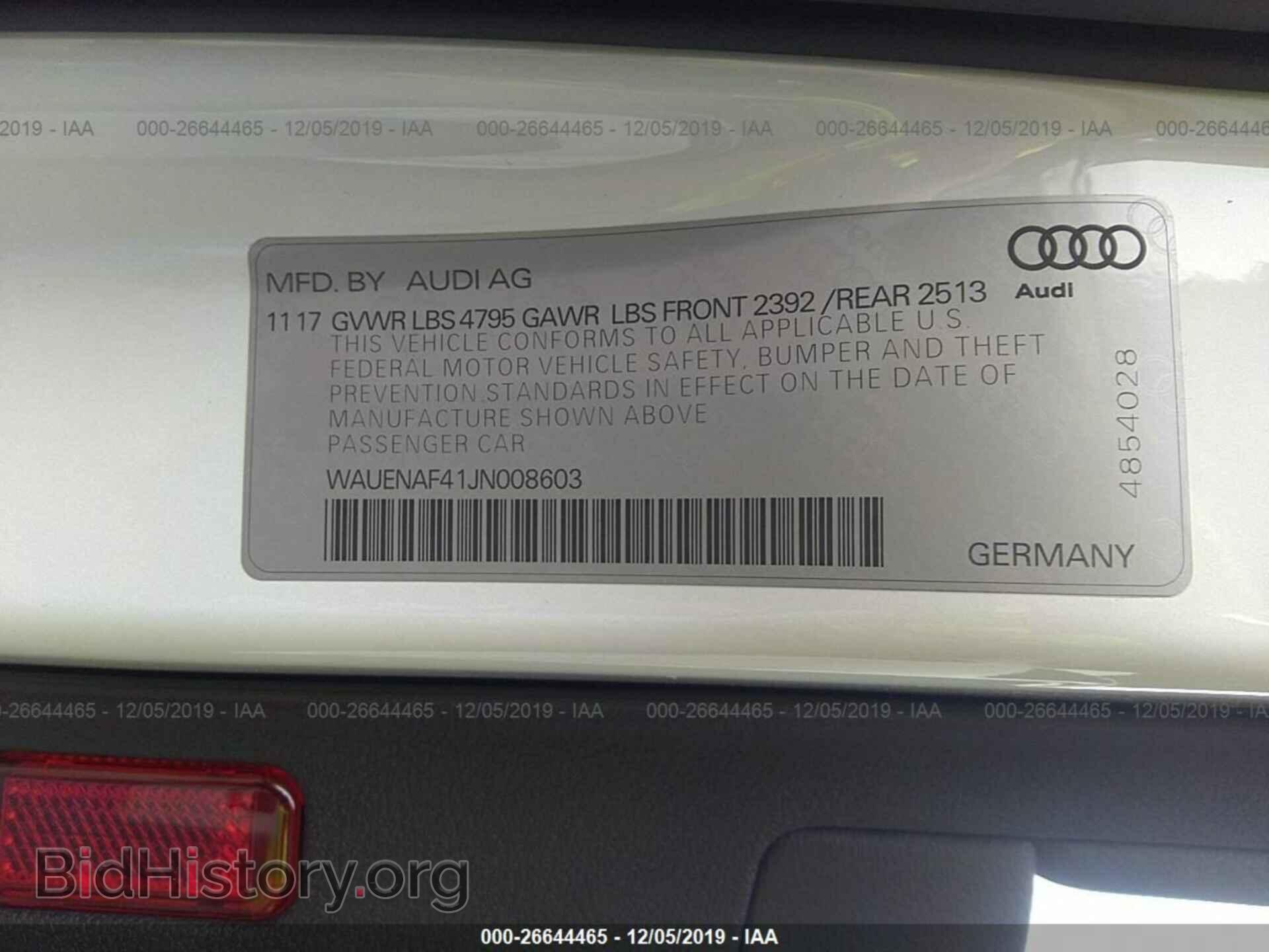 2018 AUDI A4 - VIN: WAUENAF41JN008603 - Фото 9