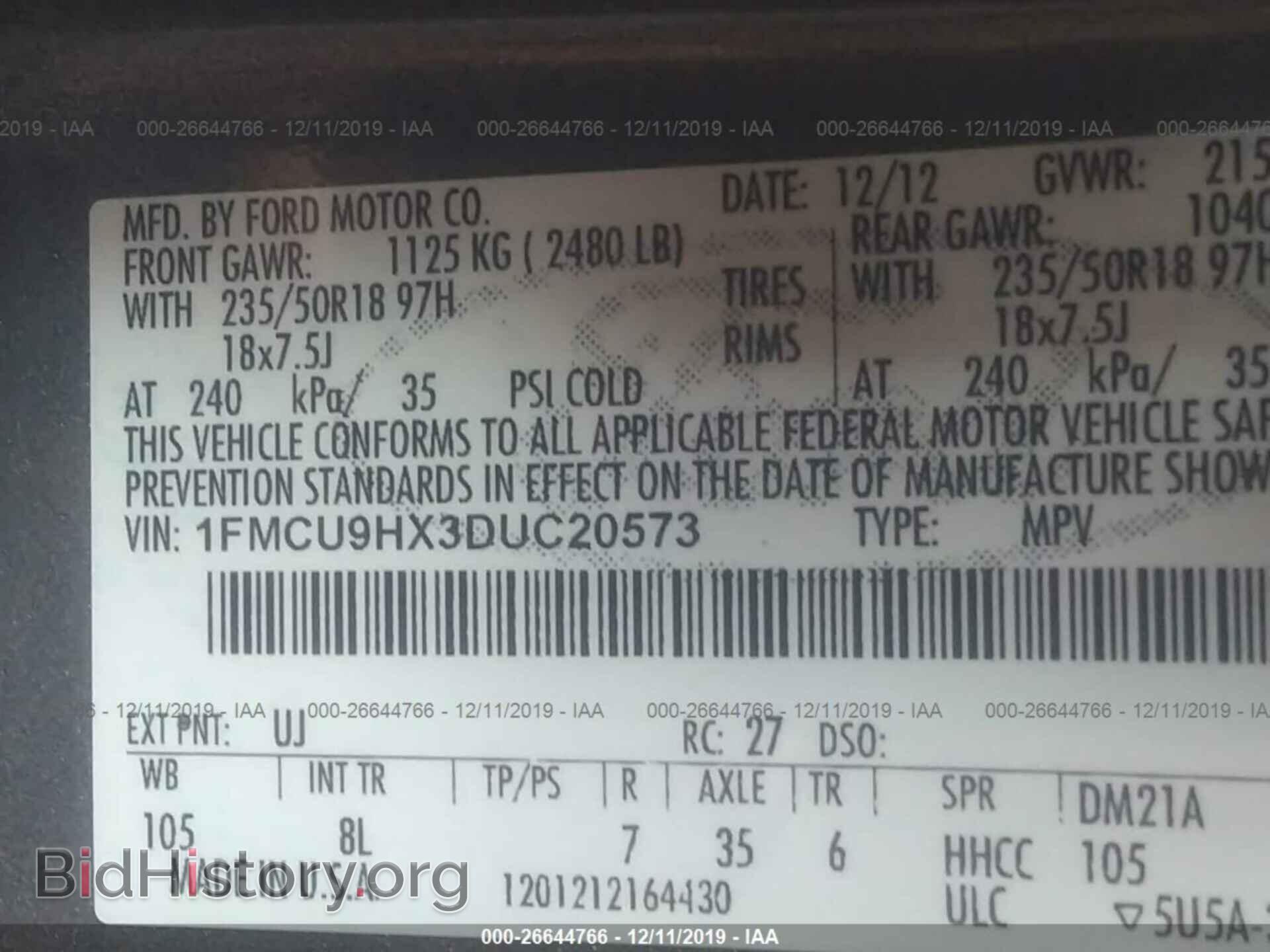 2013 FORD ESCAPE - VIN: 1FMCU9HX3DUC20573 - Photo 9