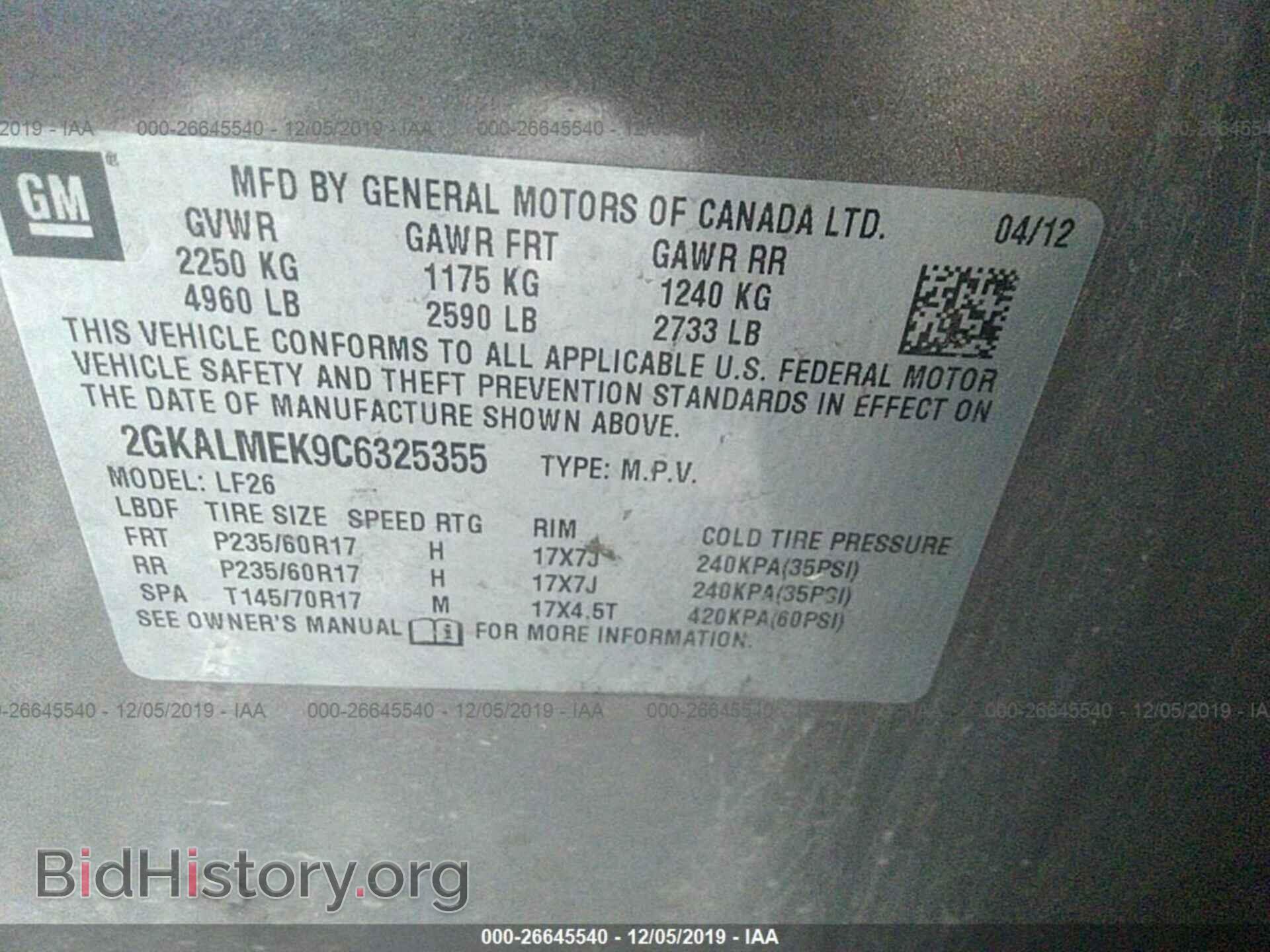 2012 GMC TERRAIN - VIN: 2GKALMEK9C6325355 - Photo 9