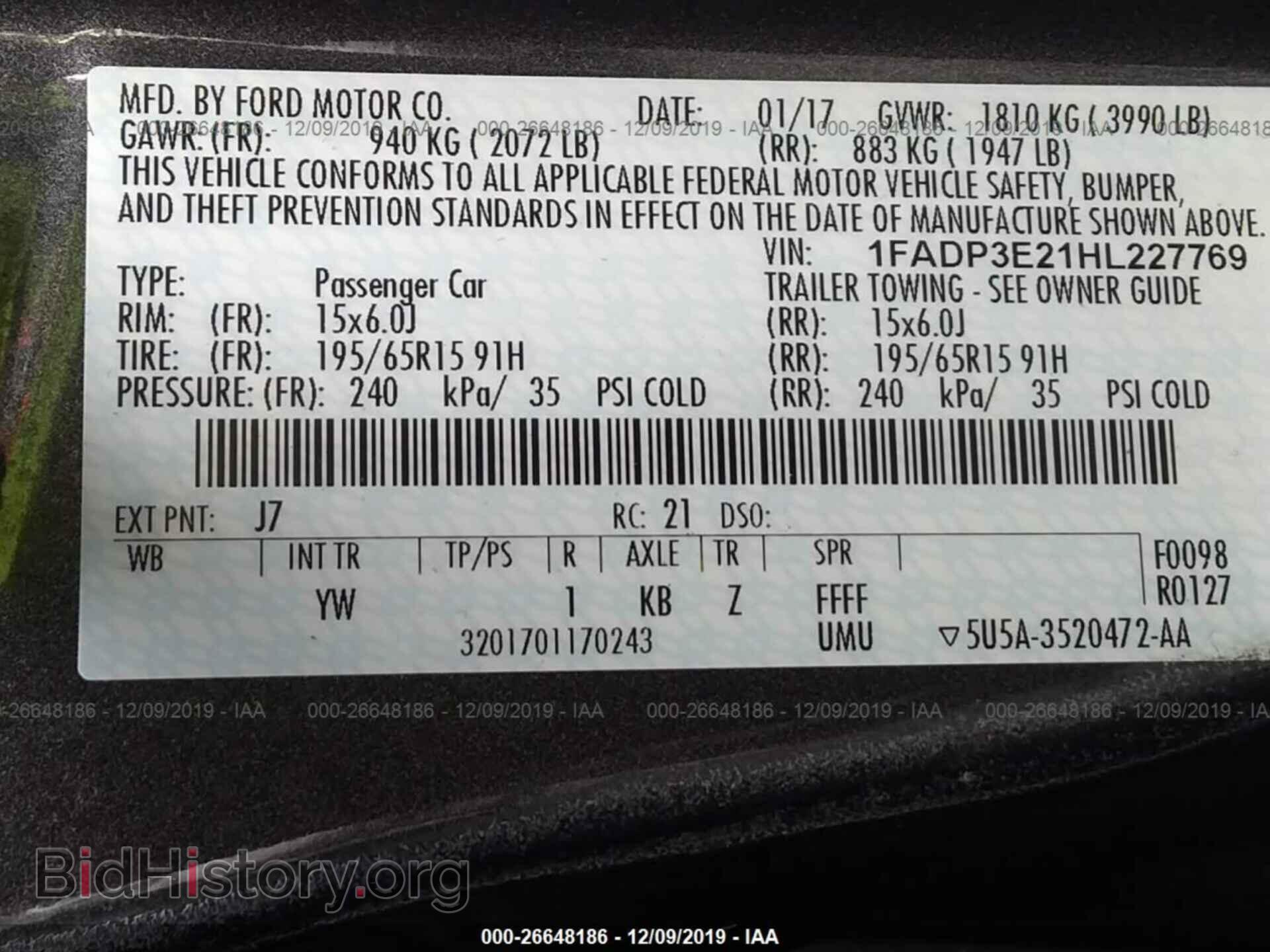 2017 FORD FOCUS - VIN: 1FADP3E21HL227769 - Photo 9