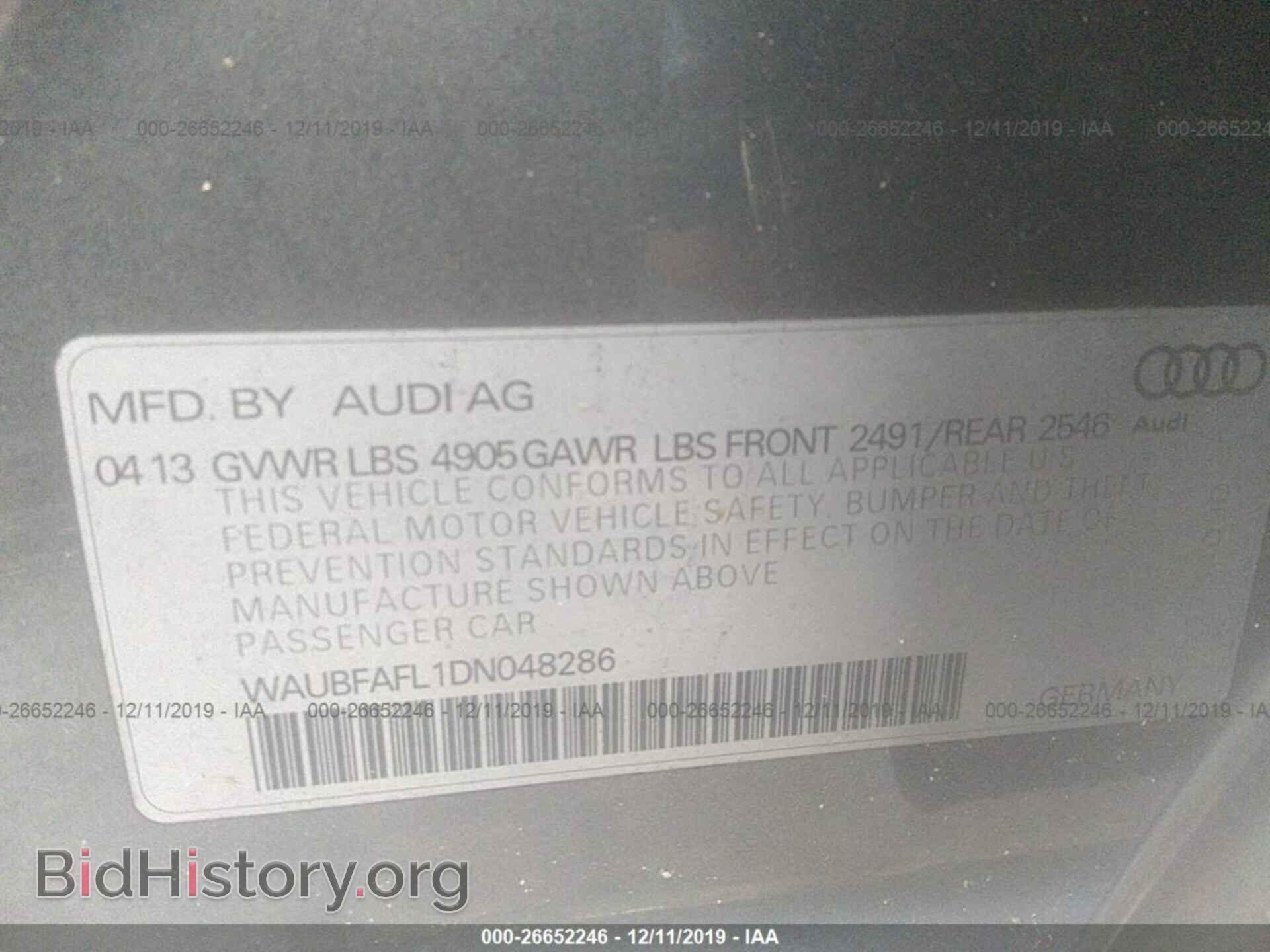 2013 AUDI A4 - VIN: WAUBFAFL1DN048286 - Фото 7