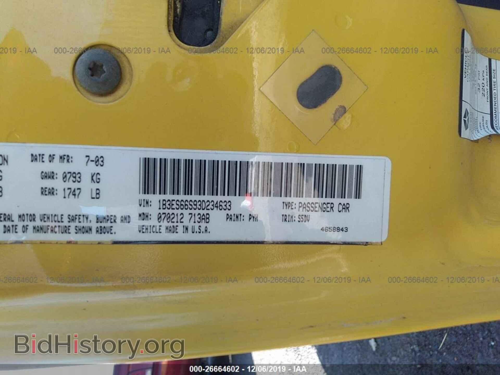 2003 DODGE NEON - VIN: 1B3ES66S93D234633 - Фото 9