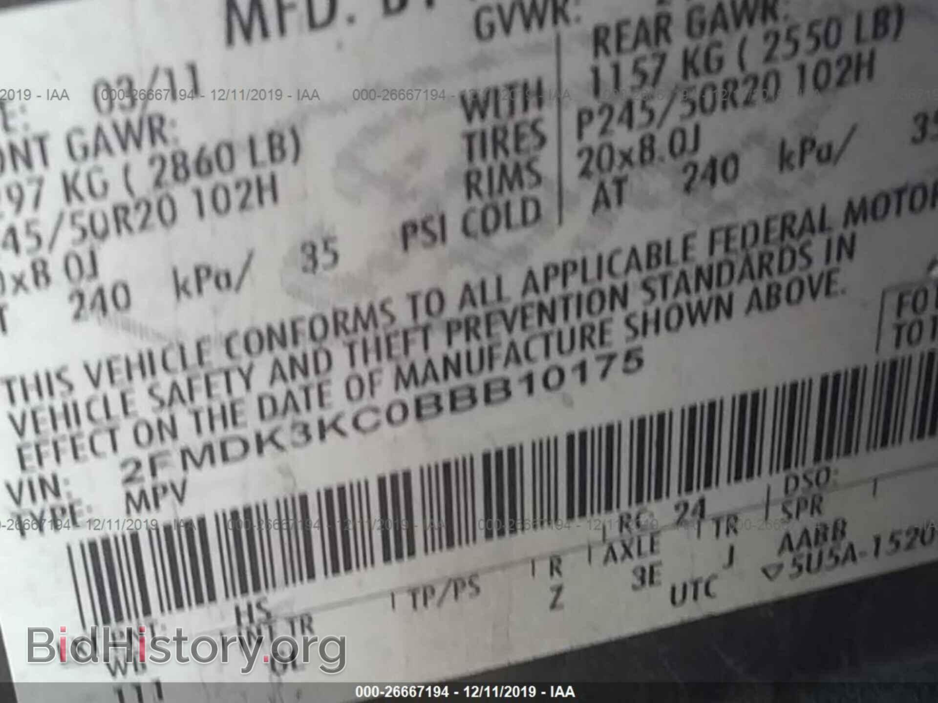2011 FORD EDGE - VIN: 2FMDK3KC0BBB10175 - Photo 9